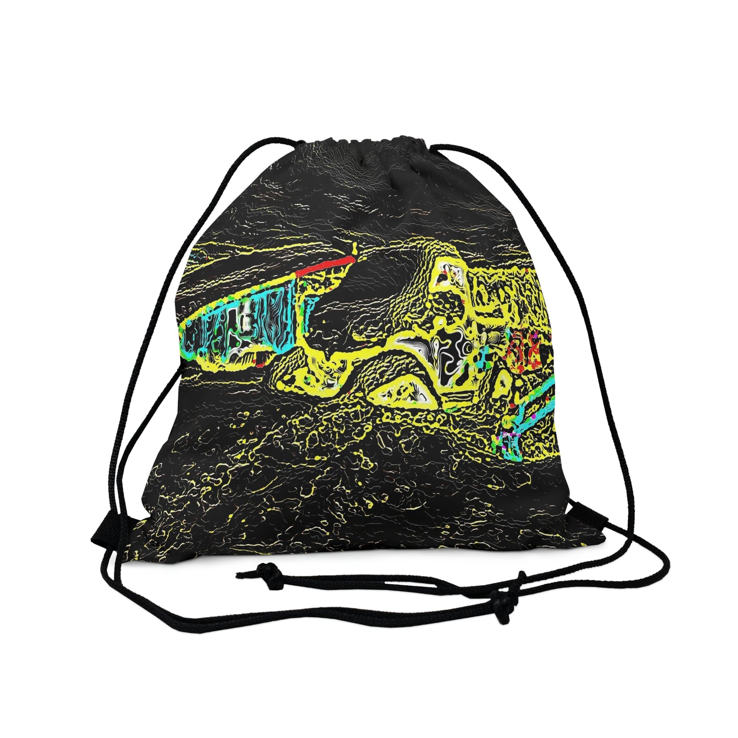 Outdoor Drawstring Bag ...  "Snow Vehicle In Snow Storm At-Rest" ... Circa 12Mar23 ... Central Idaho ... 18-Hours Rendering Time: Original Works ...