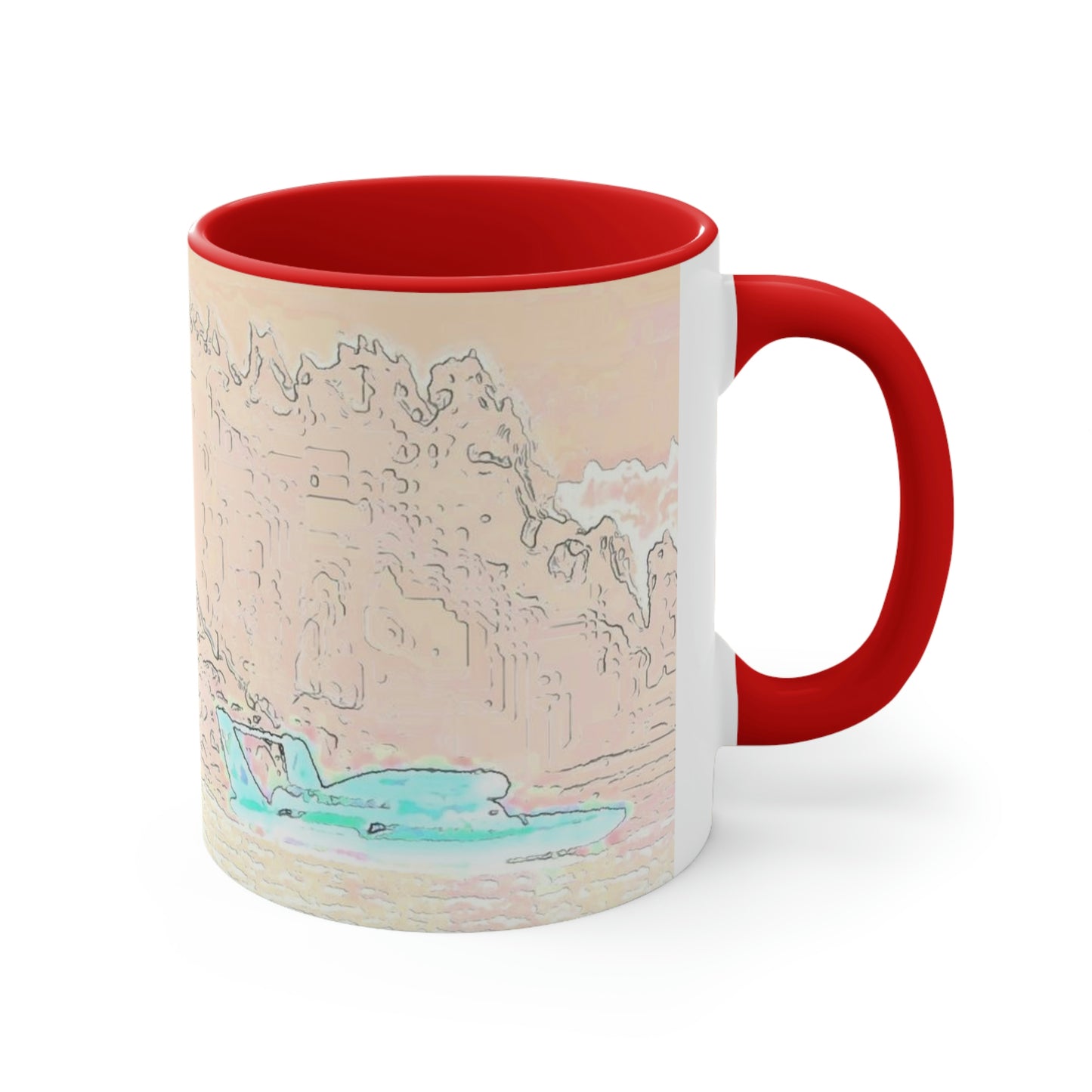 Accent Coffee Mug, 11oz ... Seattle Columbia Cup On Lake Washington ... "Dave Wilcox Heads For The Win" ... Associate Gift-Photo ... Original Works ...