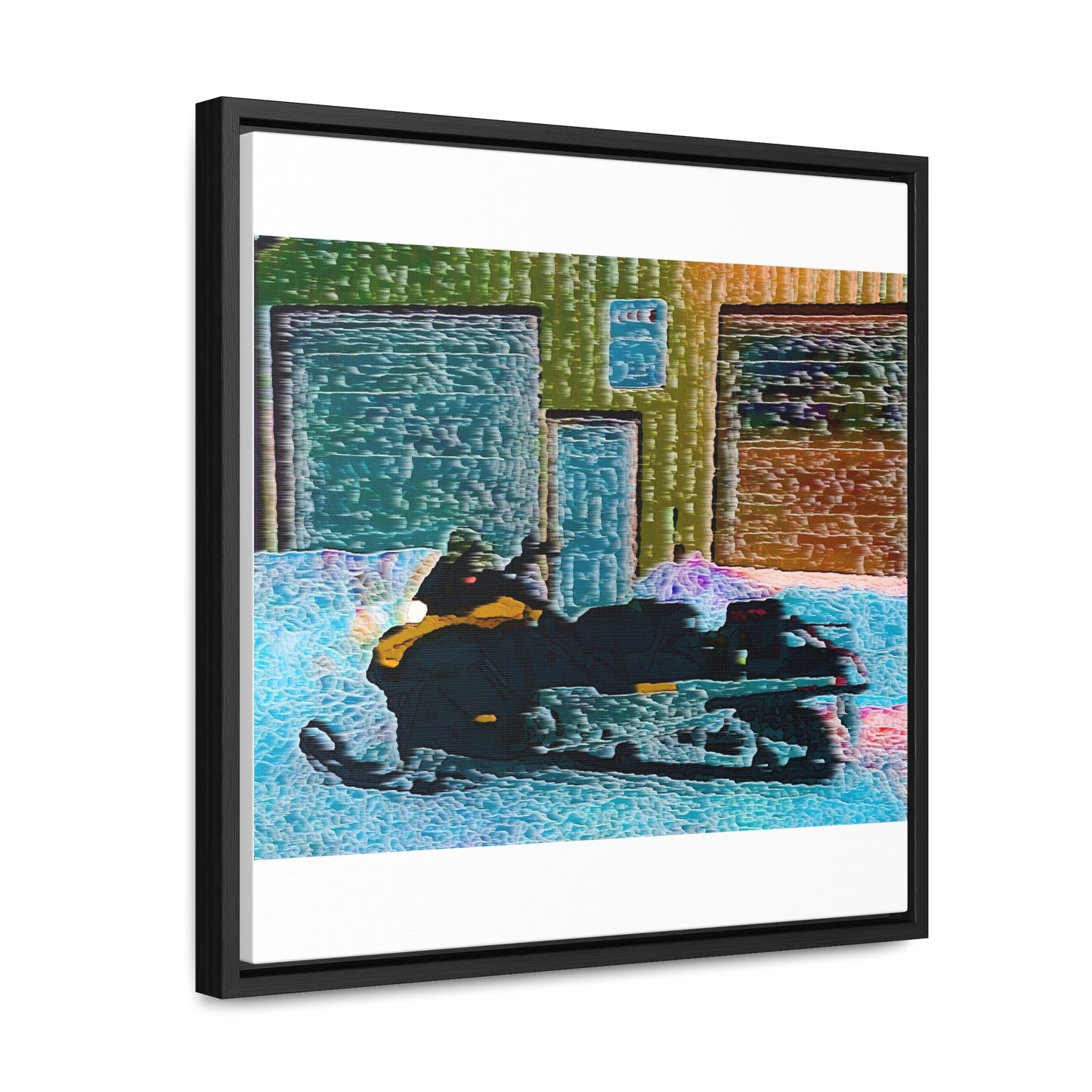 Gallery Canvas Wraps, Square Frame ... Snowmobile & Impressionalism ... 'Collecting Mail & Packages' .... Dixie, Idaho, USA ... Original Works: 10 Hours Rendering Time ...