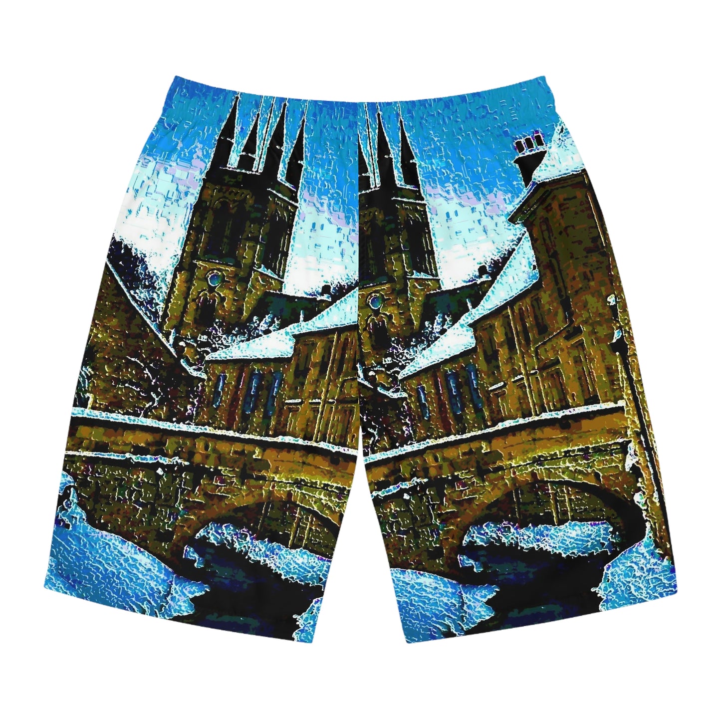 Men's Board Shorts (AOP) ... Walikng The Streets & Alleys ... 'Strolling The Canals ... '  ... Original Works  ...