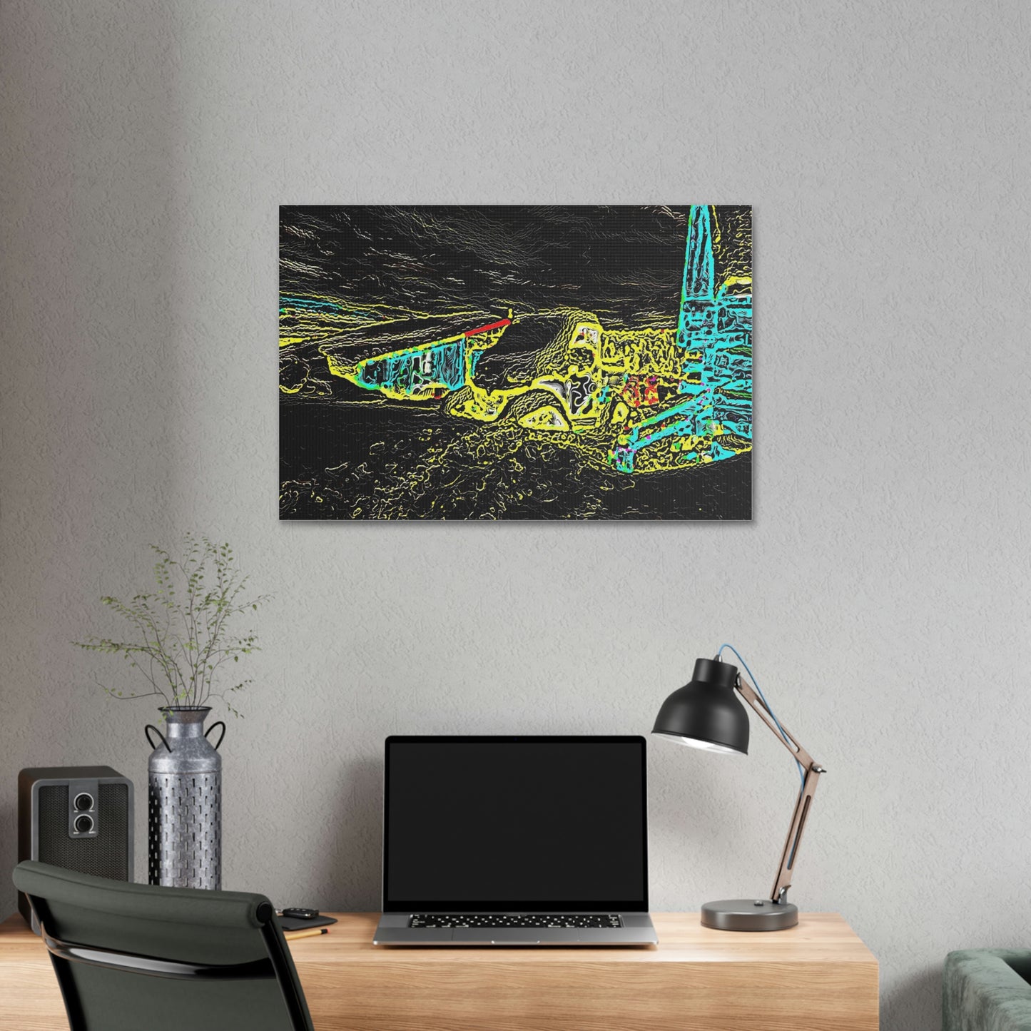 Polyester Canvas ... "Snow Vehicle In Snow Storm At-Rest" ... Circa 12Mar23 ... Central Idaho ... 18-Hours Rendering Time: Original Works ...