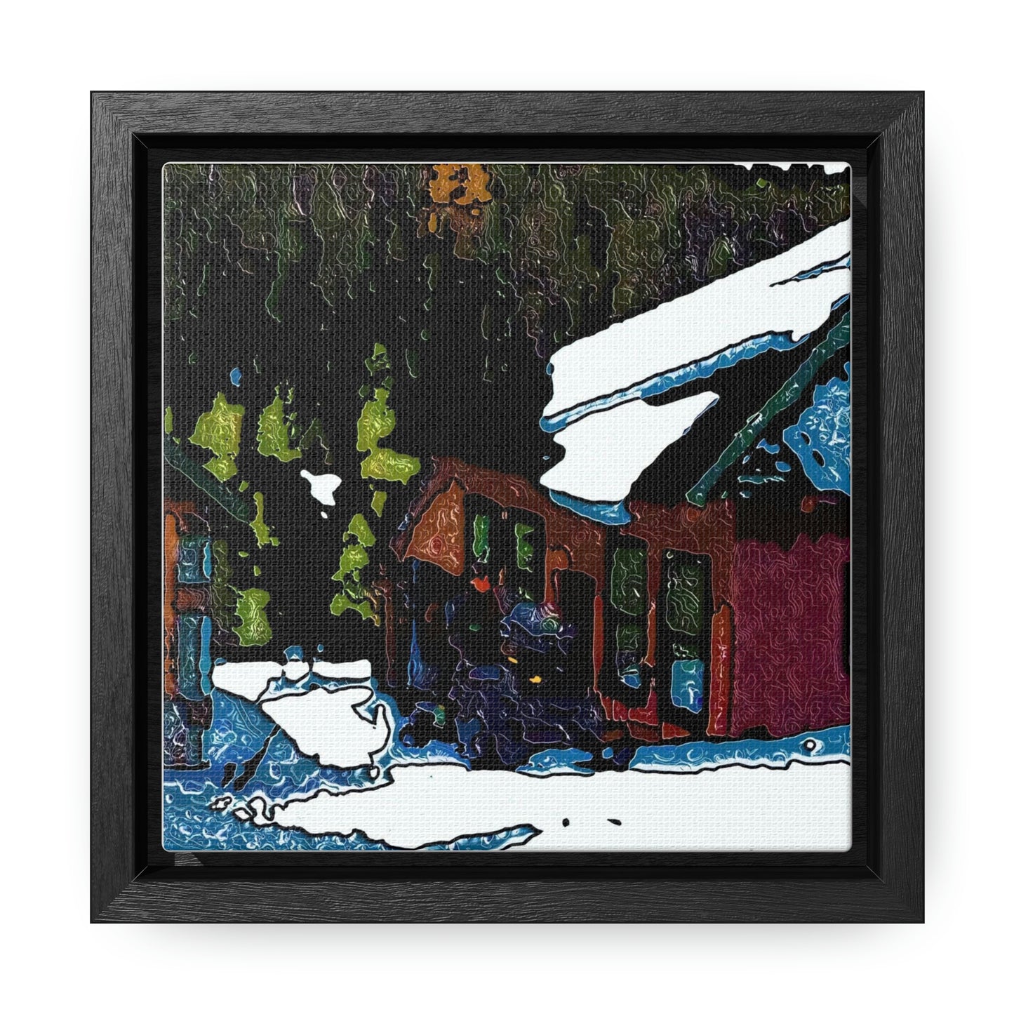 Gallery Canvas Wraps, Square Frame ... "A Rider Passeth-Through-It" ... Colors Galore & A Bit Of Impressionism ... Original Works. Winter 2021. Central Idaho. Rendering Time: 12 Hours ...