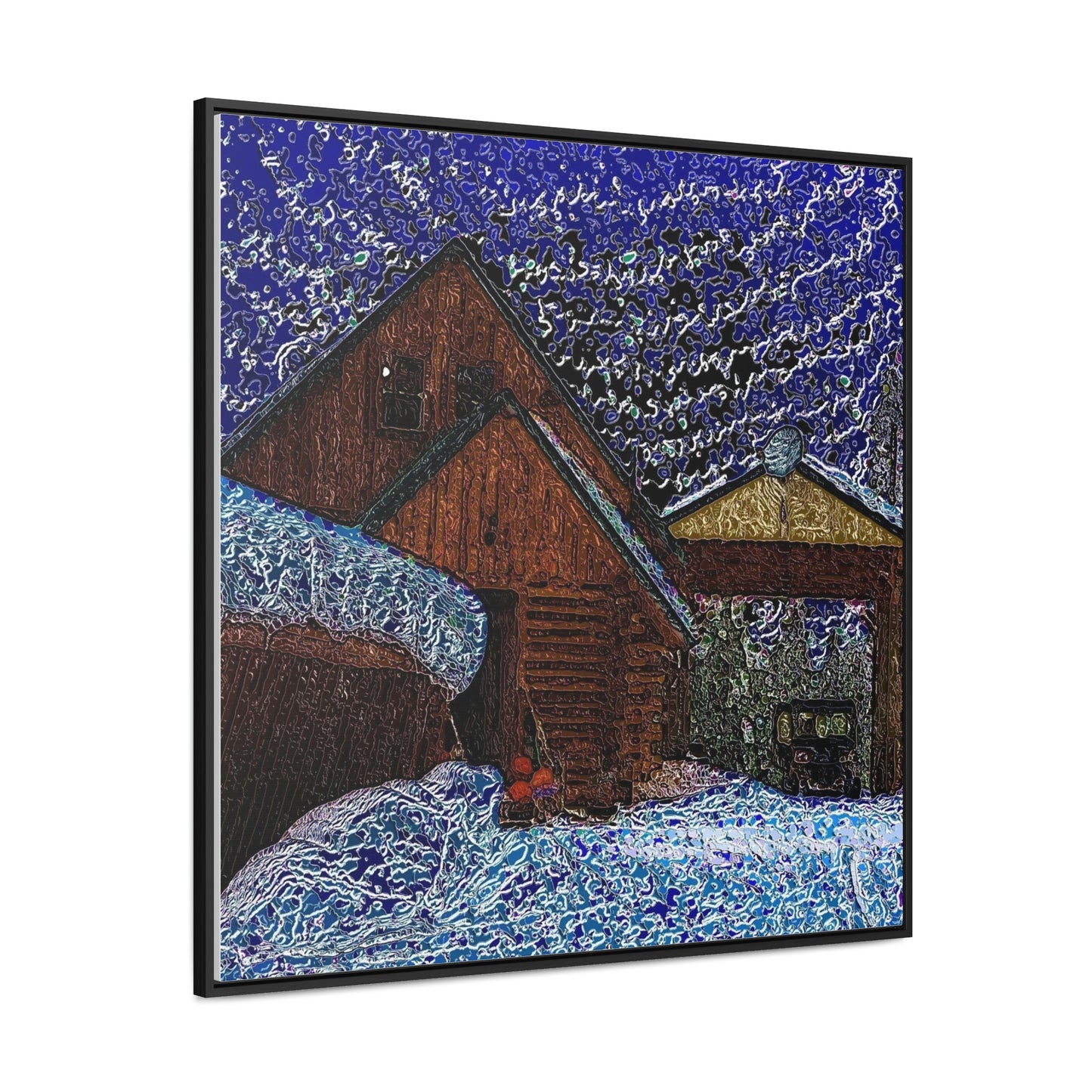 Gallery Canvas Wraps, Square Frame ... A Litle Bit Of Color ...  A Little Bit Of Van Gogh ... A Little Bit Of Vertigo ... "And Away You Go With The Snow .." Original Works: Rendering Time: 16 Hours ...
