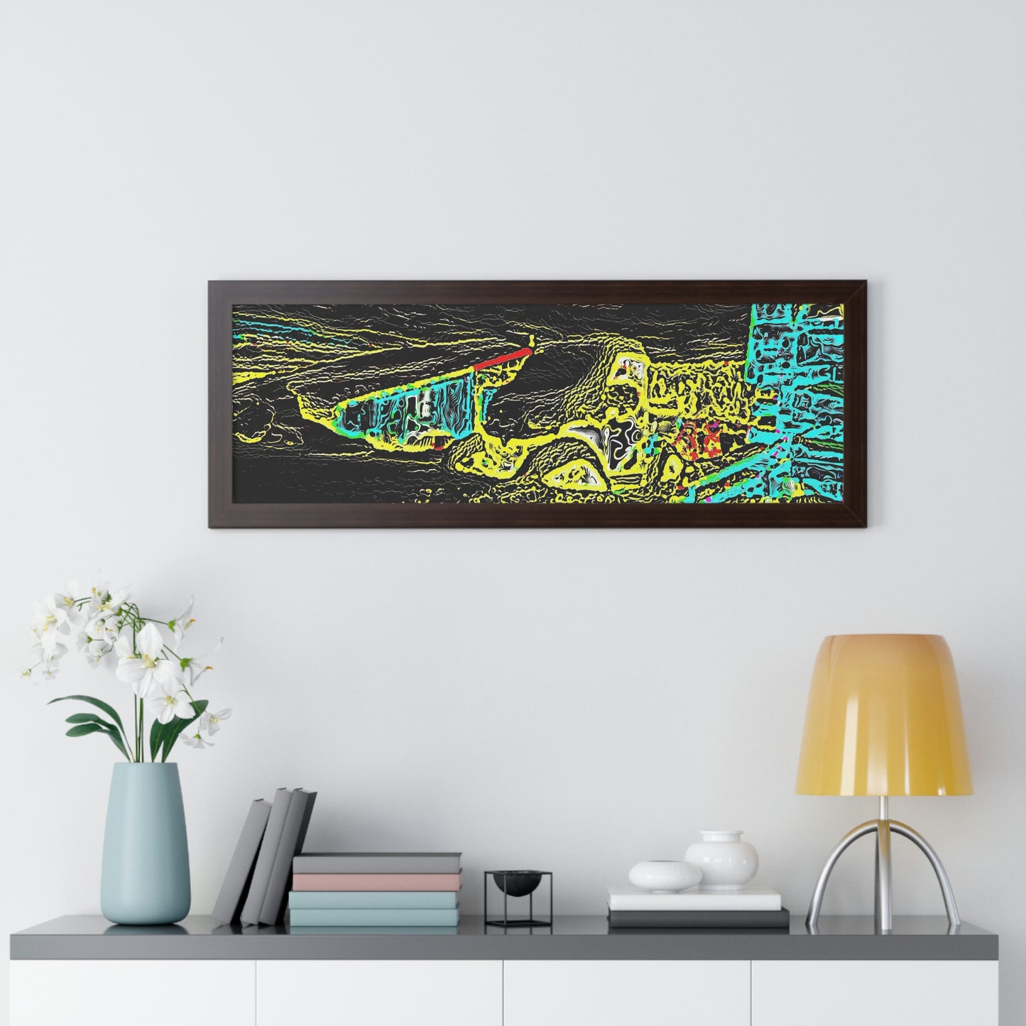 Framed Horizontal Poster ... "Snow Vehicle In Snow Storm At-Rest" ... Circa 12Mar23 ... Central Idaho ... 18-Hours Rendering Time: Original Works ...