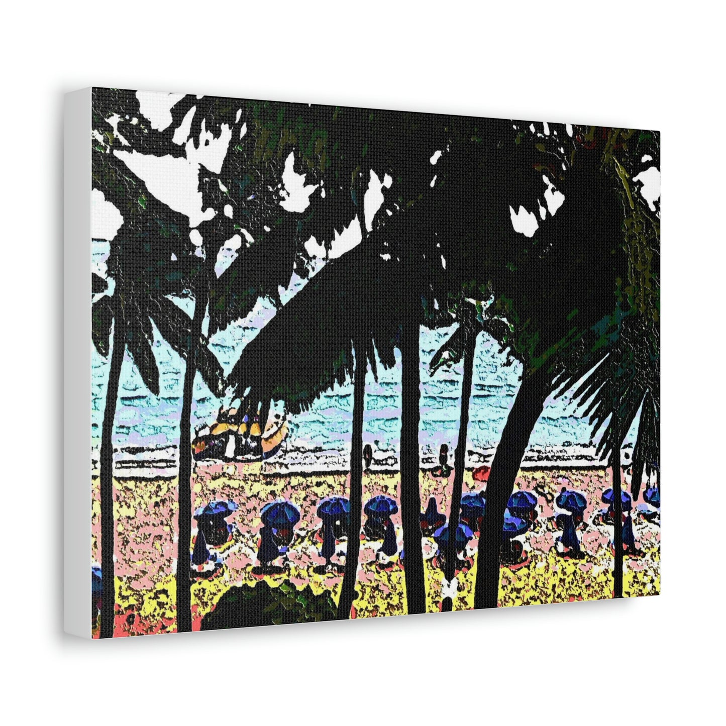 Satin Canvas, Stretched ... "A Beautiful Beach Amongst The Palms" ... The Outrigger Waikiki, Honolulu, Oahu ... Original Works ...