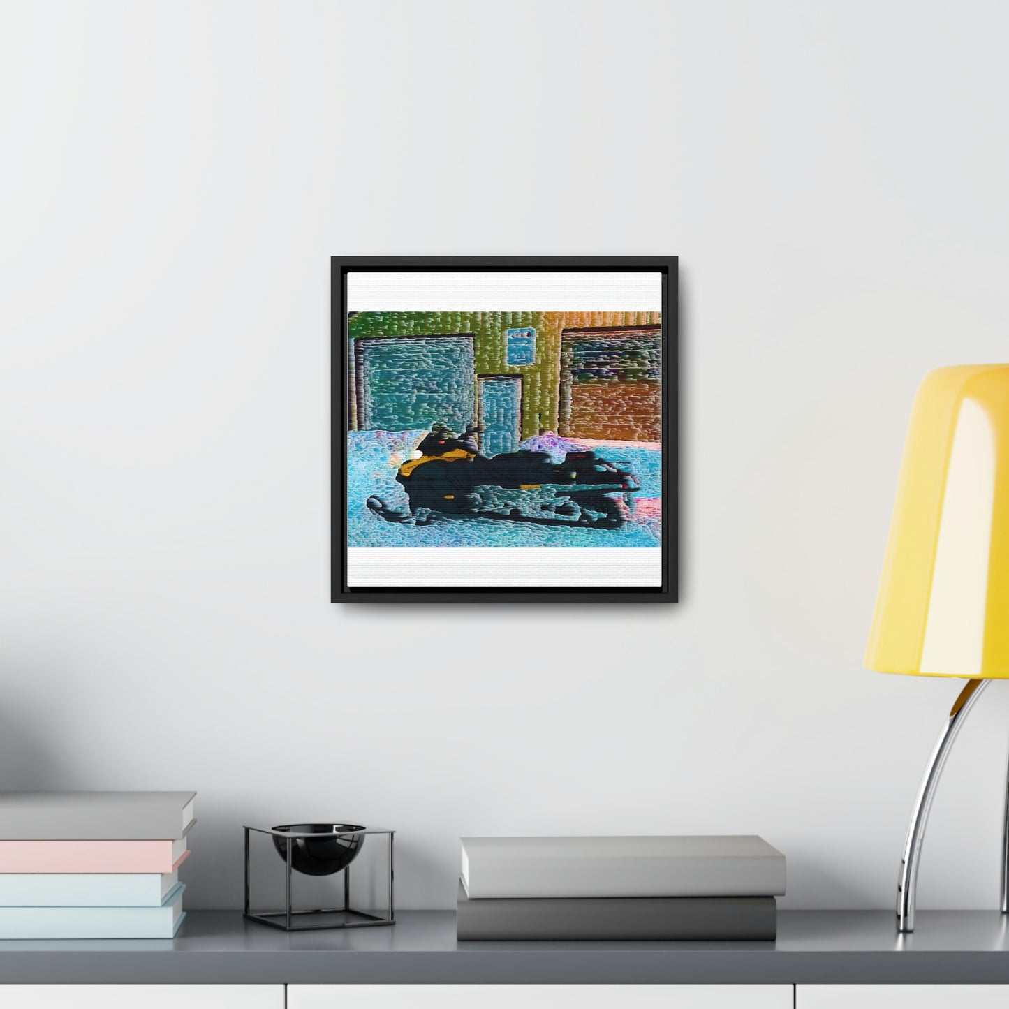 Gallery Canvas Wraps, Square Frame ... Snowmobile & Impressionalism ... 'Collecting Mail & Packages' .... Dixie, Idaho, USA ... Original Works: 10 Hours Rendering Time ...