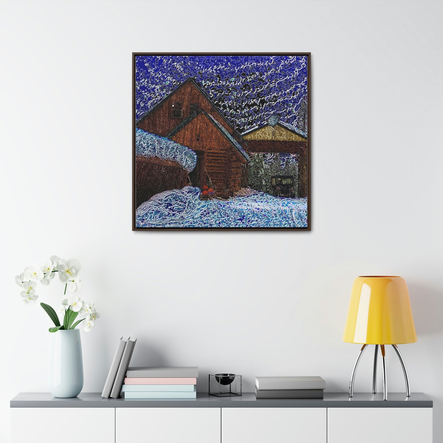 Gallery Canvas Wraps, Square Frame ... A Litle Bit Of Color ...  A Little Bit Of Van Gogh ... A Little Bit Of Vertigo ... "And Away You Go With The Snow .." Original Works: Rendering Time: 16 Hours ...