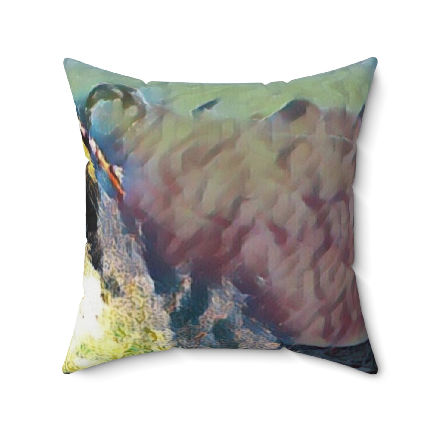 Spun Polyester Square Pillow ... An Extraordinary Humpback Breach ... 'With Explosive Energy' ... Family Archives (KPH) ... Circa: 21st Century. Maui, HI ... Original Works ...