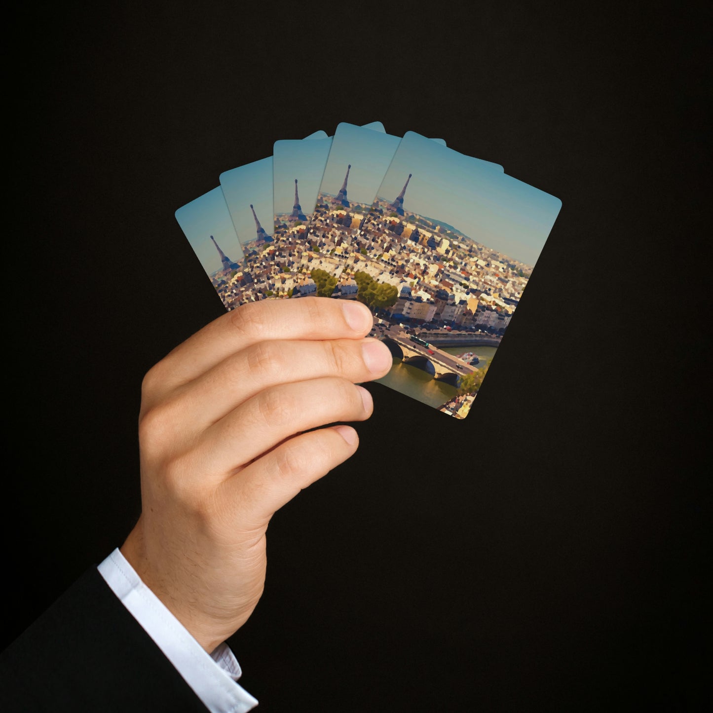 Custom Poker Cards ... Au Paris ... "Along The River Seine" ... Barbara Joan Bonnell-Holt: 1972 ... Original Works ...