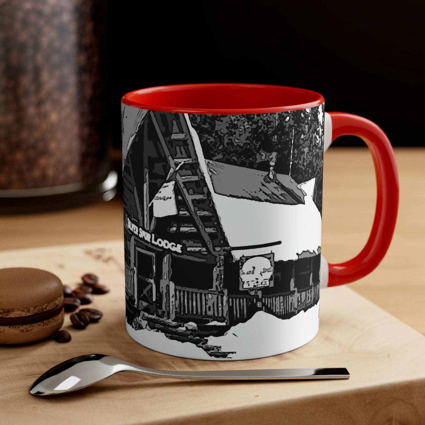 Accent Coffee Mug, 11oz ... A Beautiful Lodge & Back-Country Outfitter In A Mountain Town ... 'Dixie, Idaho, November 2022' ... Original Works ...