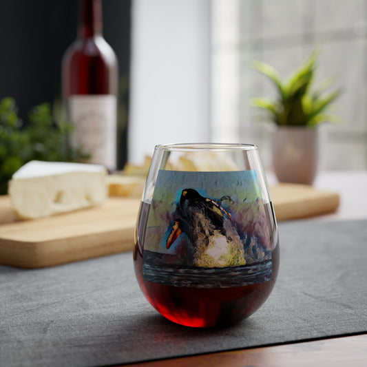 Stemless Wine Glass, 11.75oz ... An Extraordinary Humpback Breach ... 'With Explosive Energy' ... Family Archives (KPH) ... Circa: 21st Century. Maui, HI ... Original Works ...
