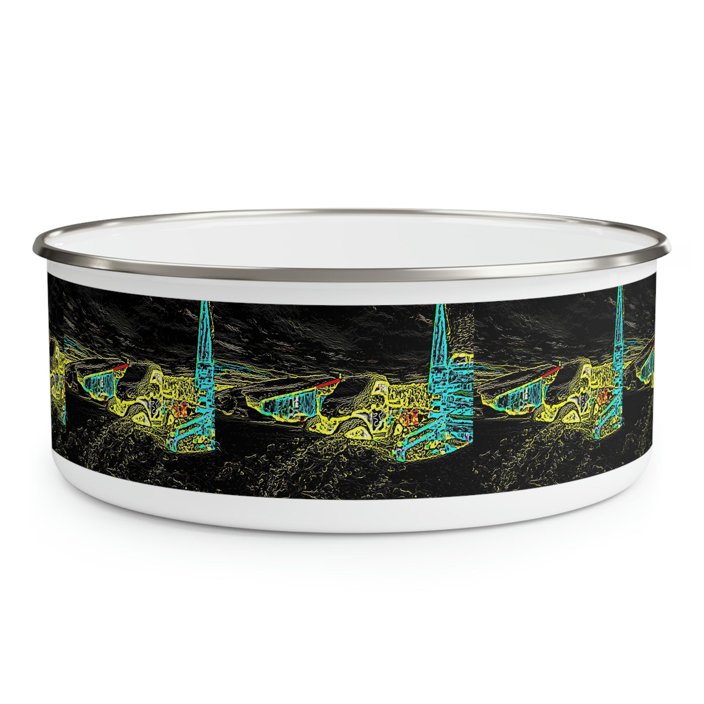 Enamel Bowl ... "Snow Vehicle In Snow Storm At-Rest" ... Circa 12Mar23 ... Central Idaho ... 18-Hours Rendering Time: Original Works ...