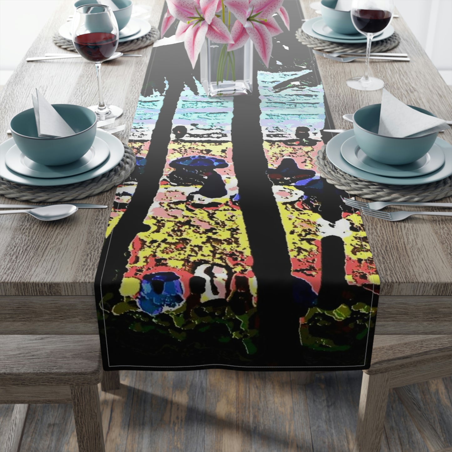 Table Runner (Cotton, Poly) ... "A Beautiful Beach Amongst The Palms" ... The Outrigger Waikiki, Honolulu, Oahu ... Original Works ...
