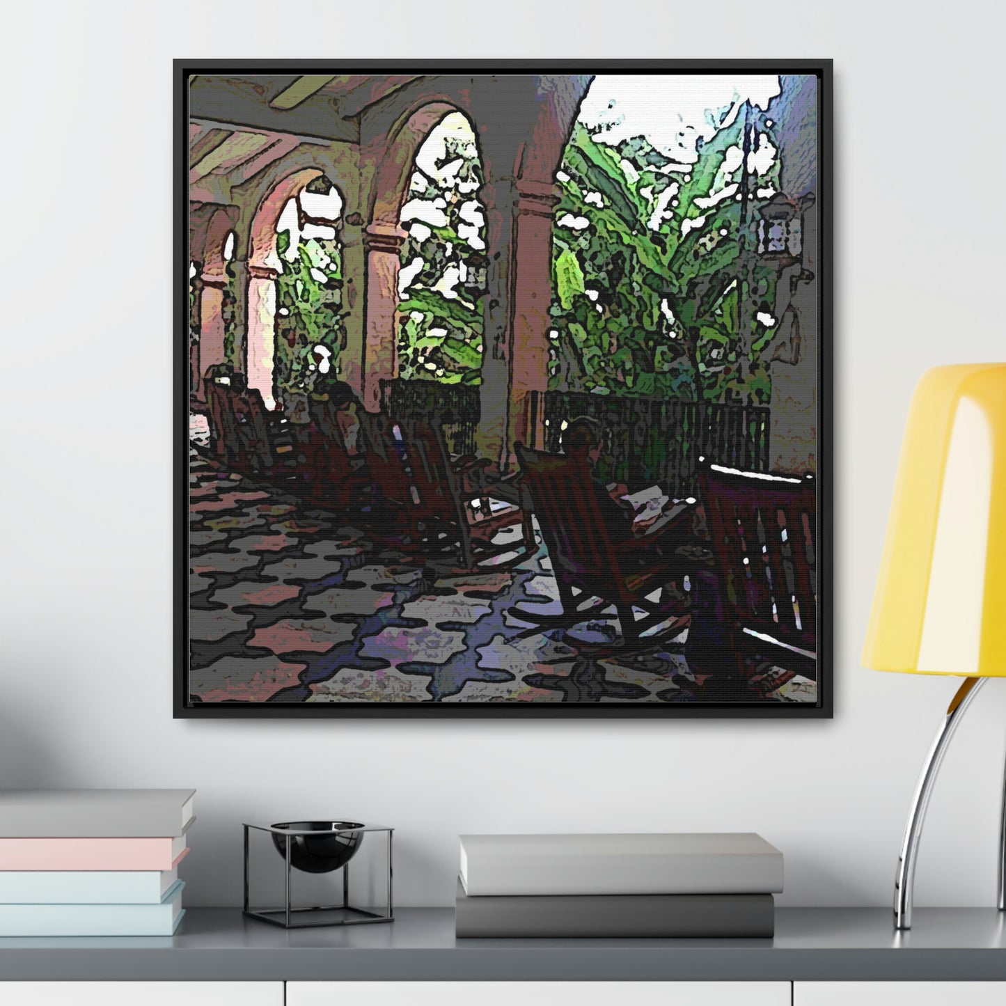 Gallery Canvas Wraps, Square Frame ...  Lanai & Rocking Chairs At: 'The Pink Palace' ... The Royal Hawai'ian ... Honolulu, HI ... '27Oct2014' ... Original Works ...