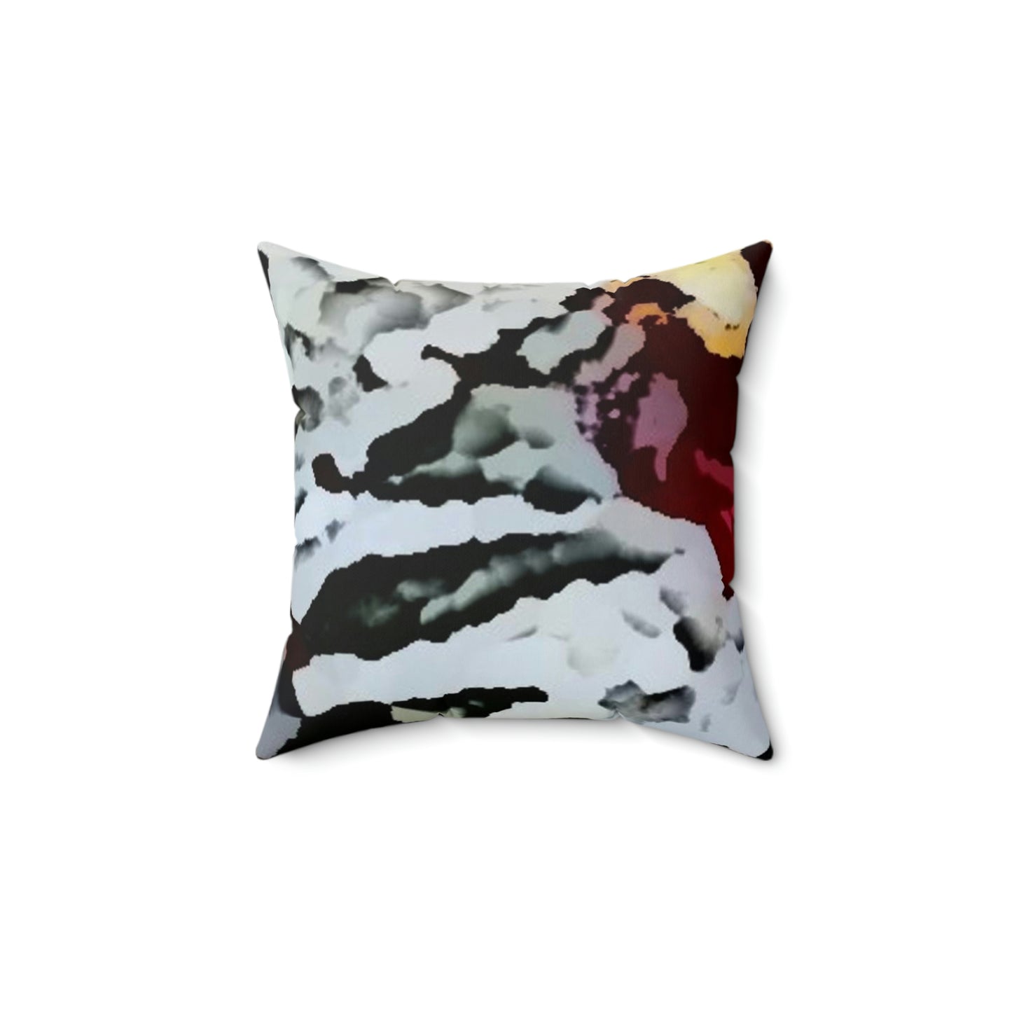 Spun Polyester Square Pillow ... "A Friendly Flower" ... Pointsettia 'Pointing' ... Original Works ... (Supplied Photograph) ...