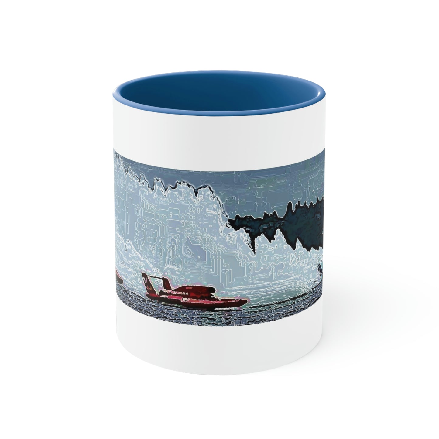 Accent Coffee Mug, 11oz ... Seattle Columbia Cup On Lake Washington ... "Dave Wilcox Heads For The Win" ... Associate Gift-Photo ... Original Works ...