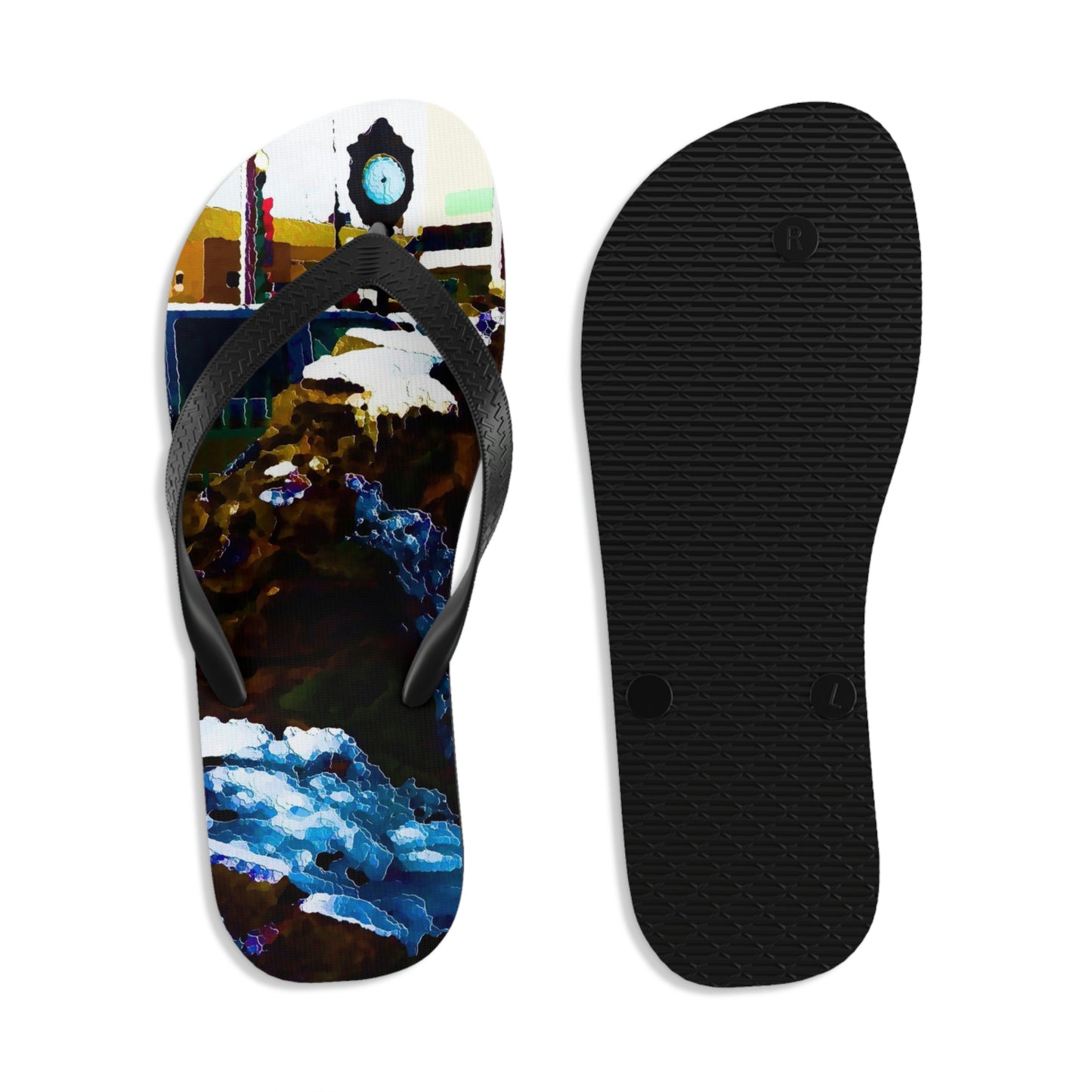 Unisex Flip-Flops ...  "Ice & Water Sculpted" ... Downtown Grangeville, Idaho ... Adjacent To Irwin Pharmacy ... 5Jan23 ... Original Works ...