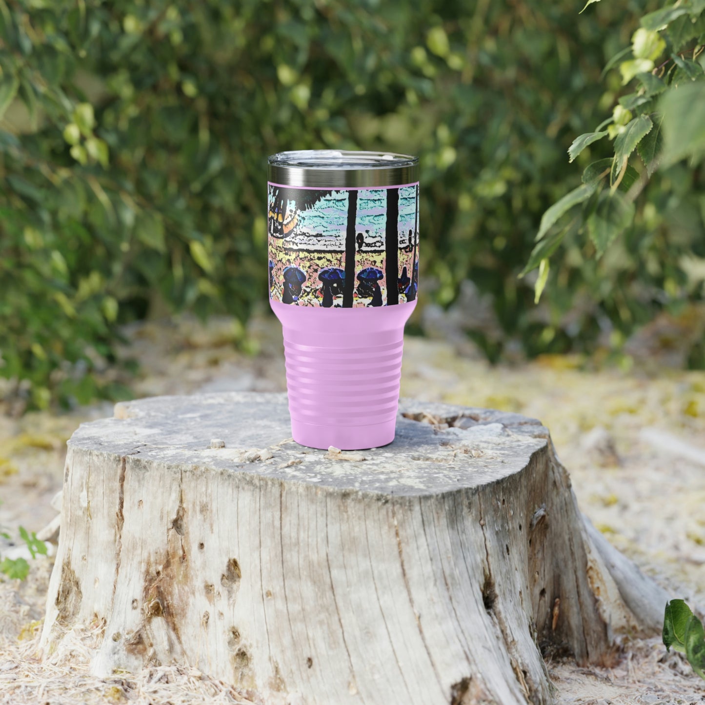 Ringneck Tumbler, 30oz ... "A Beautiful Beach Amongst The Palms" ... The Outrigger Waikiki, Honolulu, Oahu ... Original Works ...