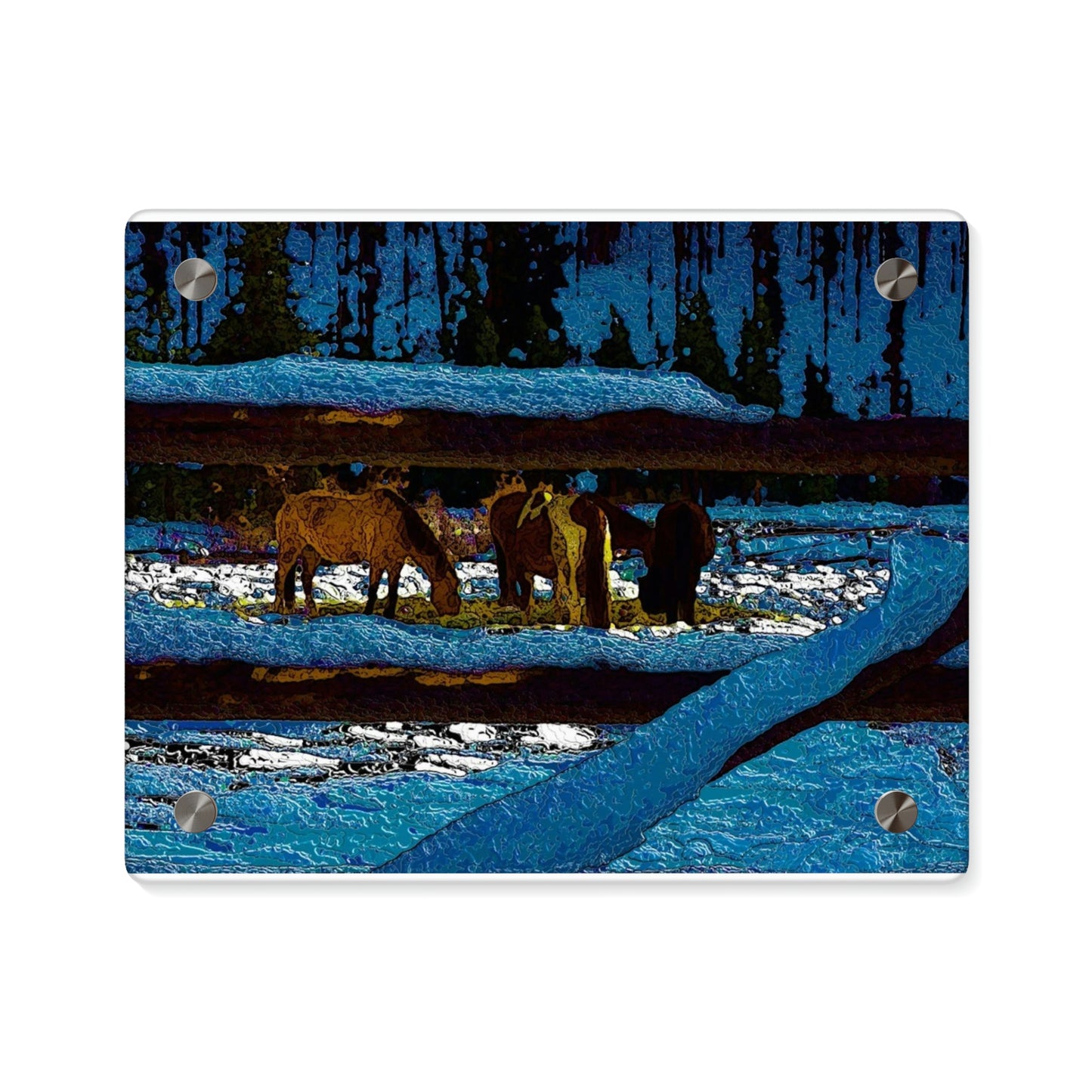 Acrylic Wall Art Panels ... A Horse ... A Saddle ...  Foraging Through The Snow ...  An_Asses 'Cry' ... Central Idaho, November 2022 ...  Original Works ...