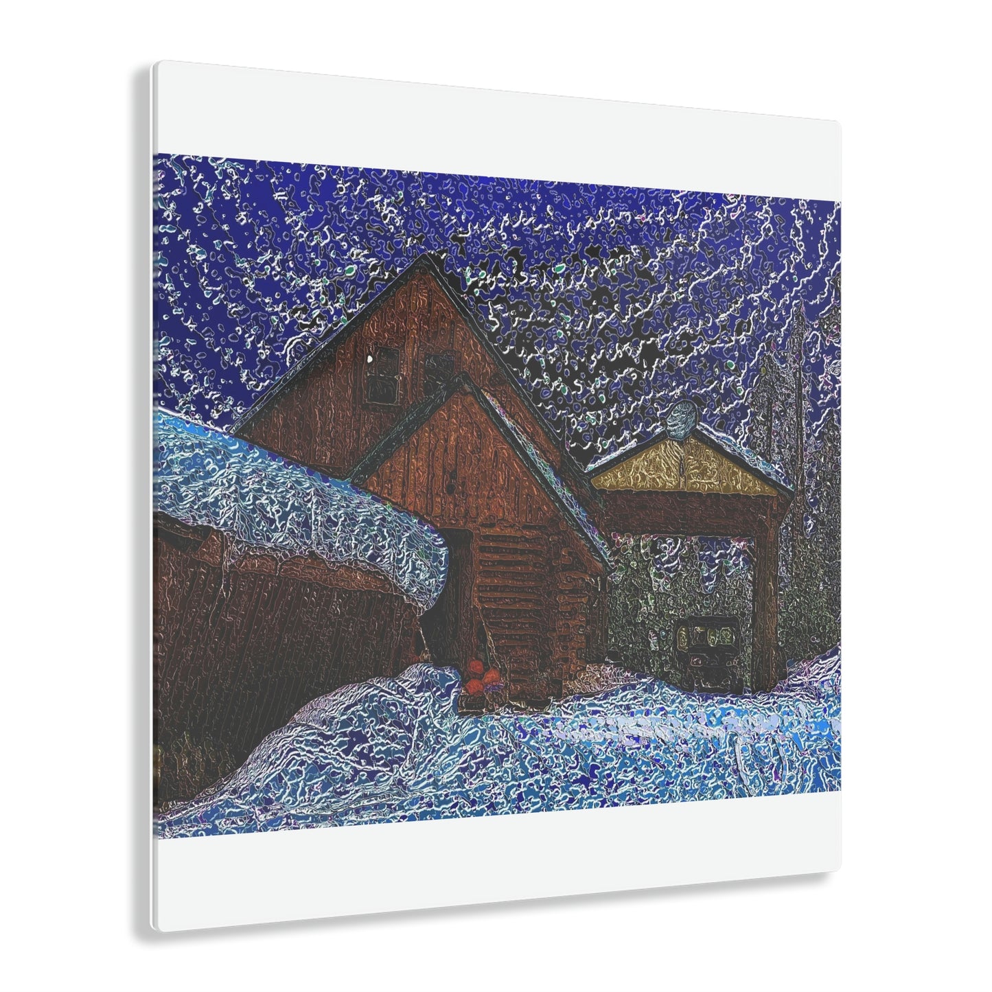 Acrylic Prints ... Van Gogh-Ian 'Inspired' Mountain Winter Paradise ... November 2022 ... Rhett Creek, Idaho ... Original Works ...