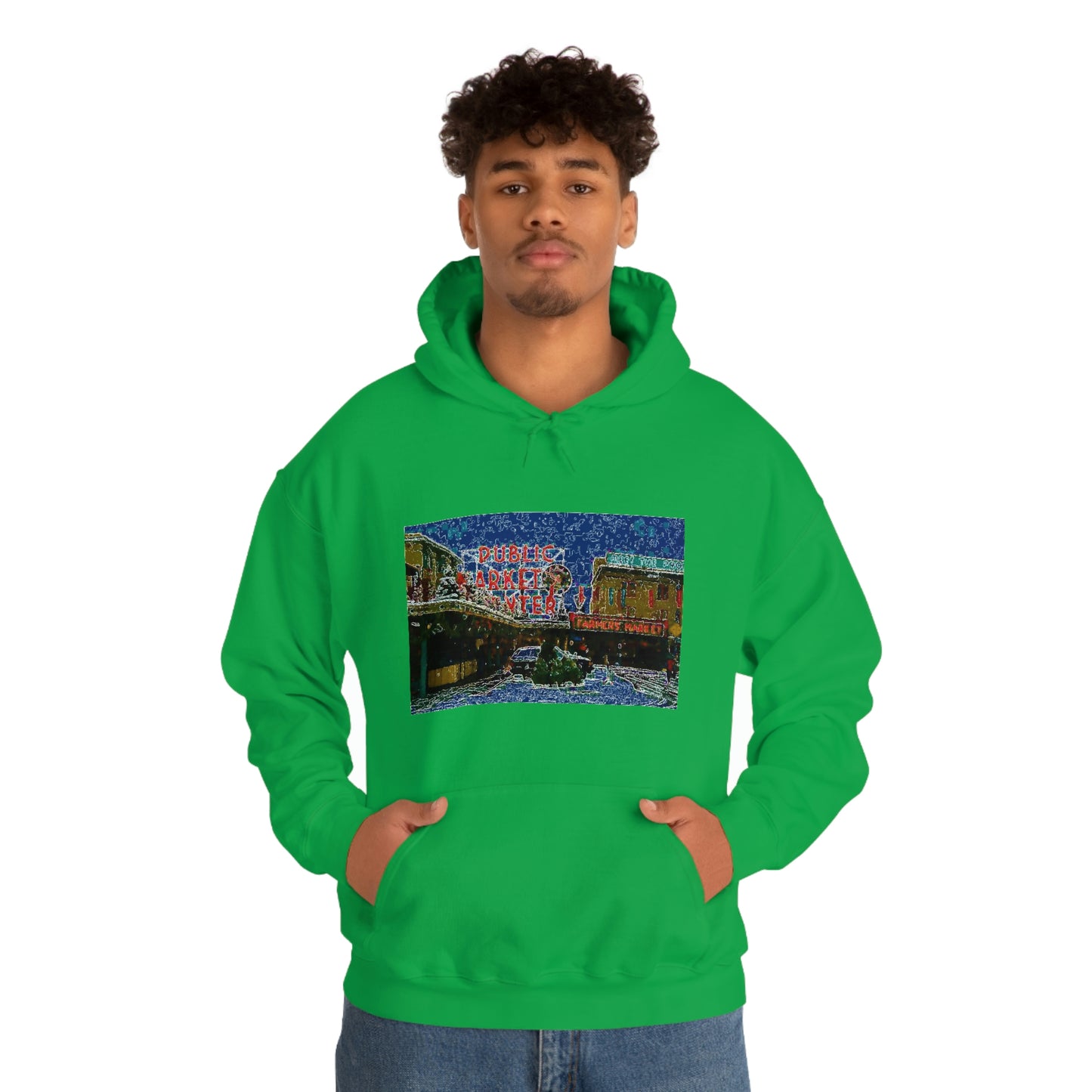Unisex Heavy Blend™ Hooded Sweatshirt ... Pike Place Market: 'The Public Market', Seattle, Washington. Circa Fall 2013 ...