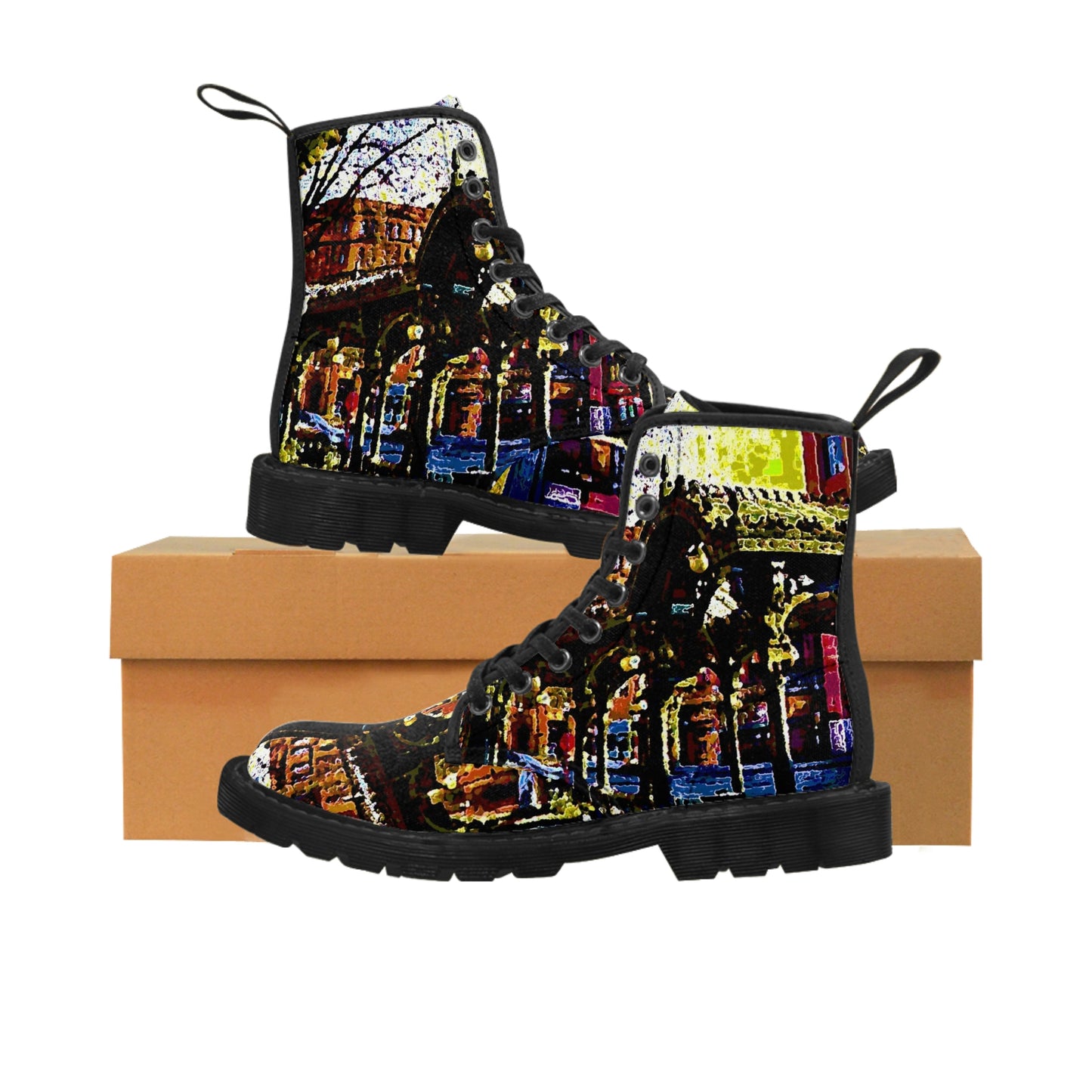 Men's Canvas Boots .. A Very Fine Place To Meet ... To Catch The Bus ... 'To Find A Friend' .. Just-To-Hangout ... Dr FJHolt Base Photo ... Original Works ...