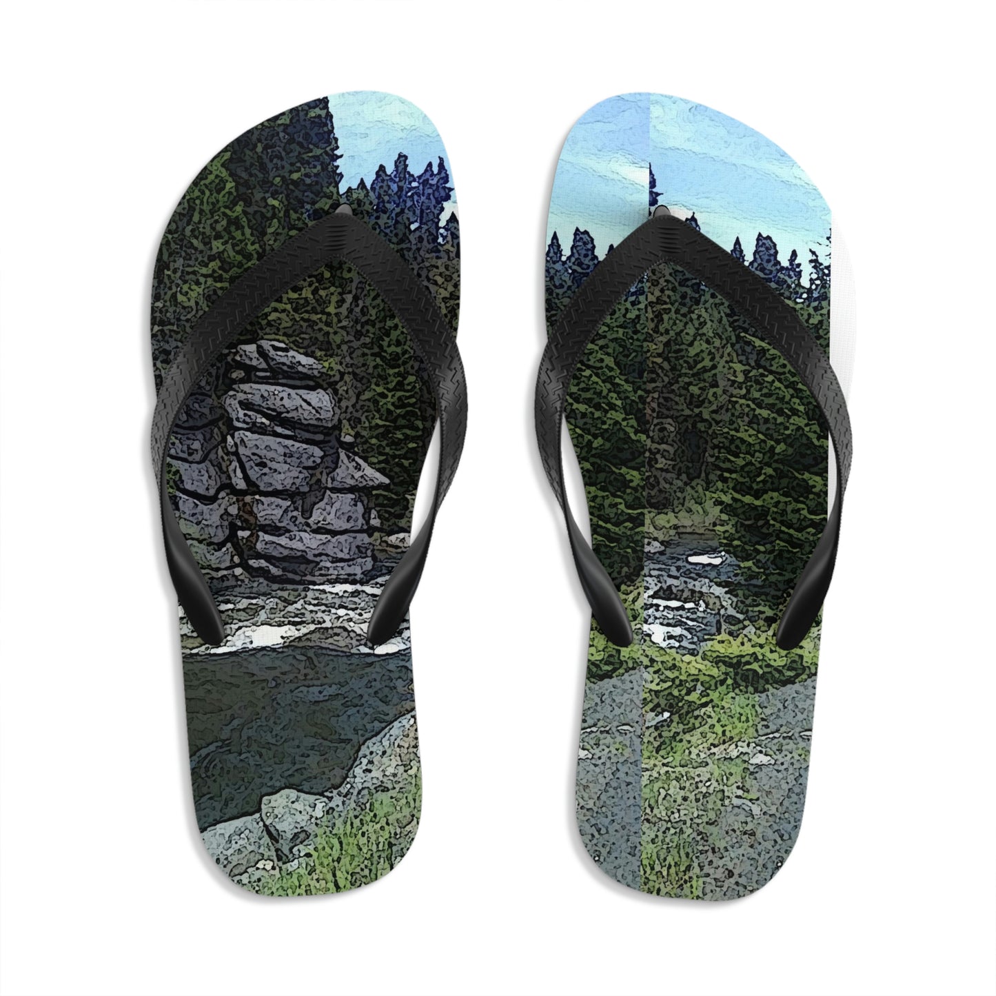 Unisex Flip-Flops ..."I Am Innocent" ... Tricky-Dick Immortalized ... Nixon Rock: Along The River ... Central Idaho, Summer 2020 ... Original Works ...