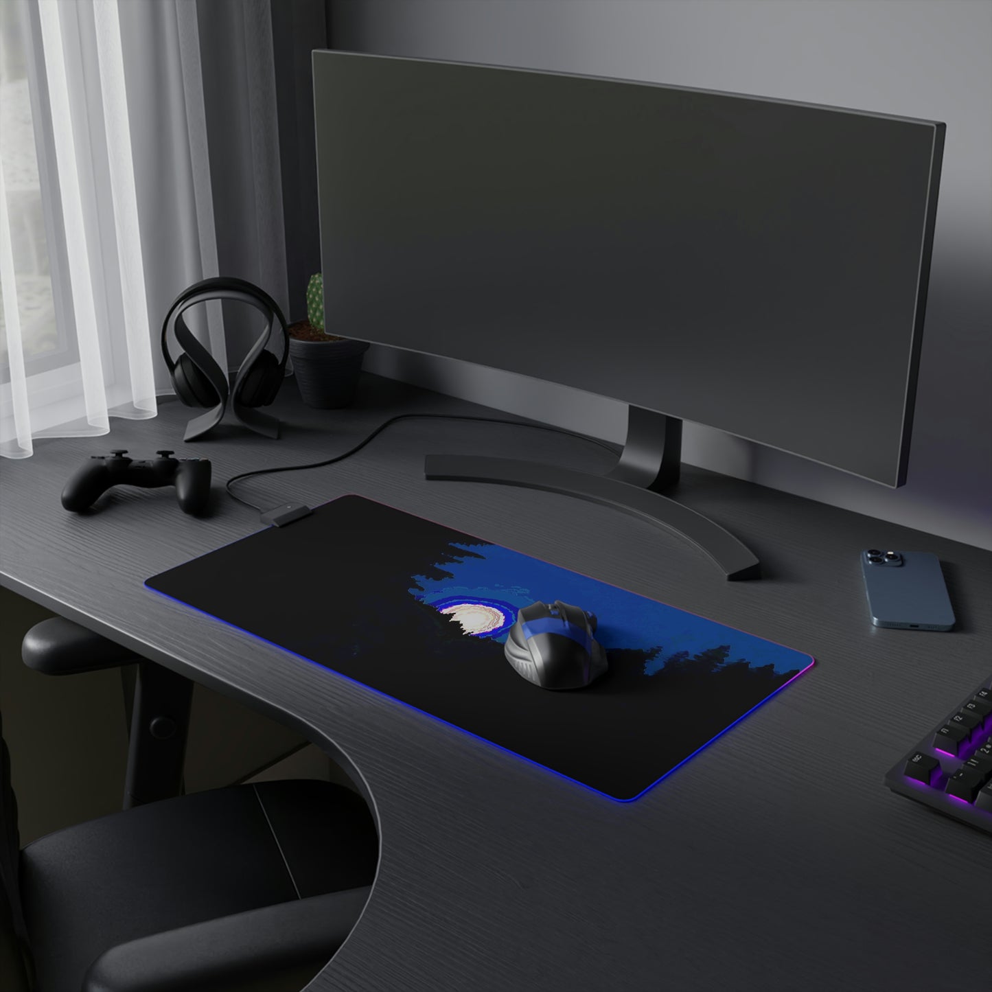 LED Gaming Mouse Pad ... "The Road Home" ...' Over The River & Through The Woods To? ...' ... Moonscape Near Elk City, Idaho ... Original Works ... 5Jan23 ...