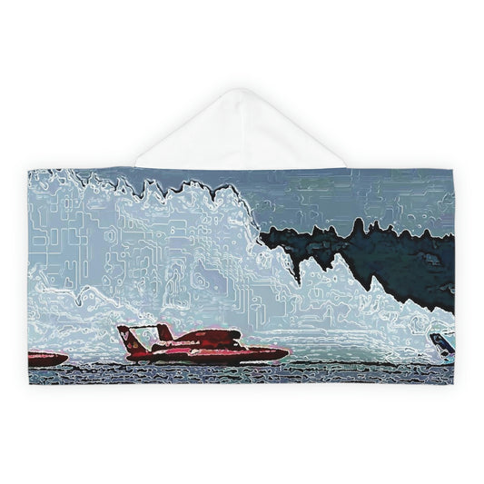 Youth Hooded Towel ...  Seattle Columbia Cup On Lake Washington ... "Dave Wilcox Heads For The Win" ... Associate Gift-Photo ... Original Works ...