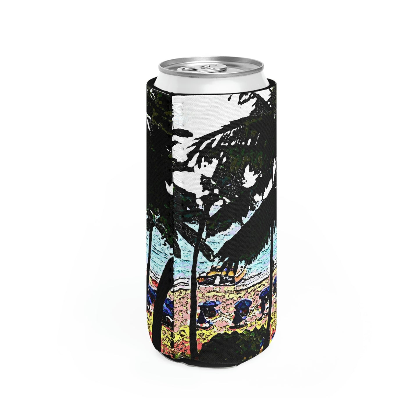 Slim Can Cooler ... "A Beautiful Beach Amongst The Palms" ... The Outrigger Waikiki, Honolulu, Oahu ... Original Works ...