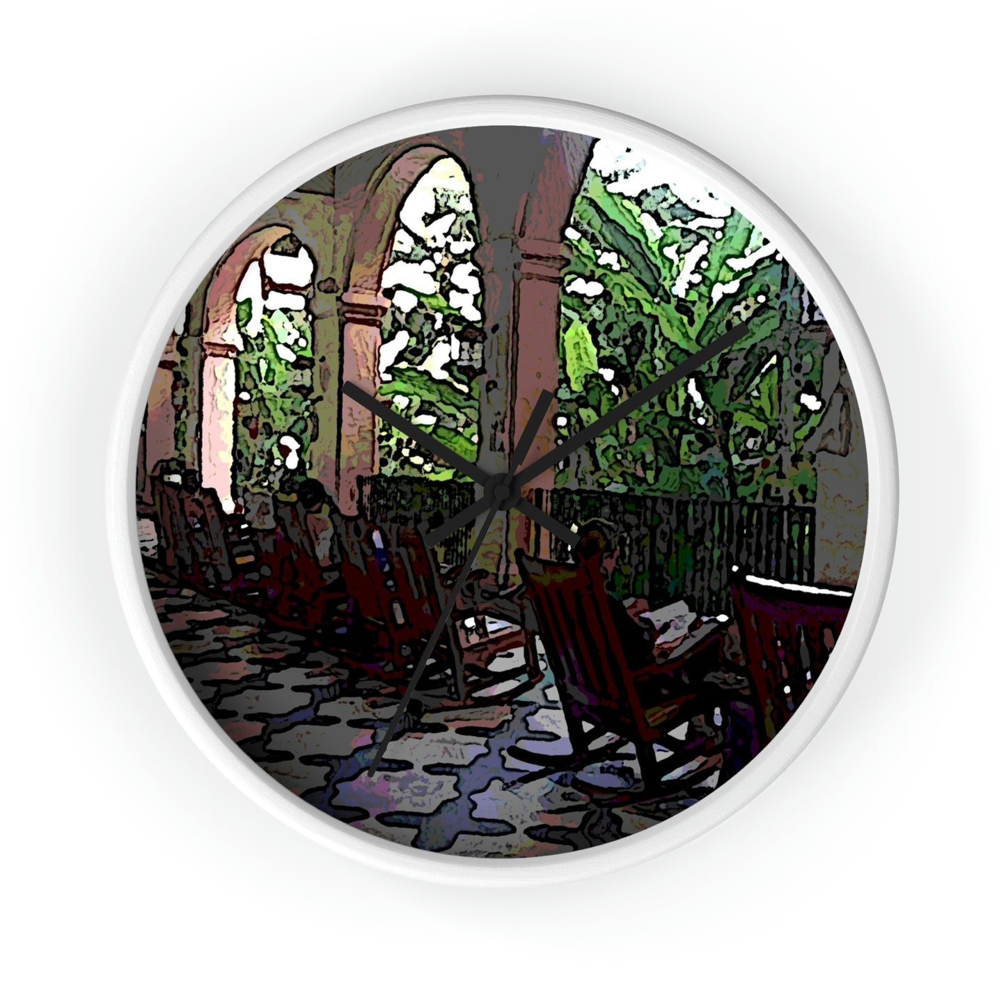 Wall clock ... Lanai & Rocking Chairs At: 'The Pink Palace' ... The Royal Hawai'ian ... Honolulu, HI ... '27Oct2014' ... Original Works ...