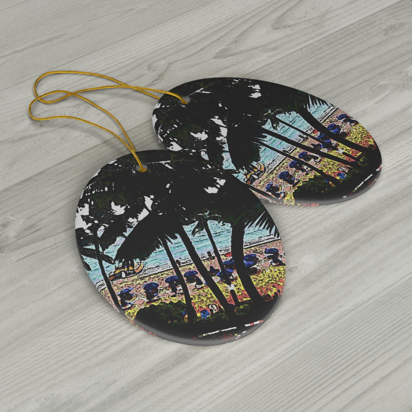Ceramic Ornament, 1-Pack ... "A Beautiful Beach Amongst The Palms" ... The Outrigger Waikiki, Honolulu, Oahu ... Original Works ...