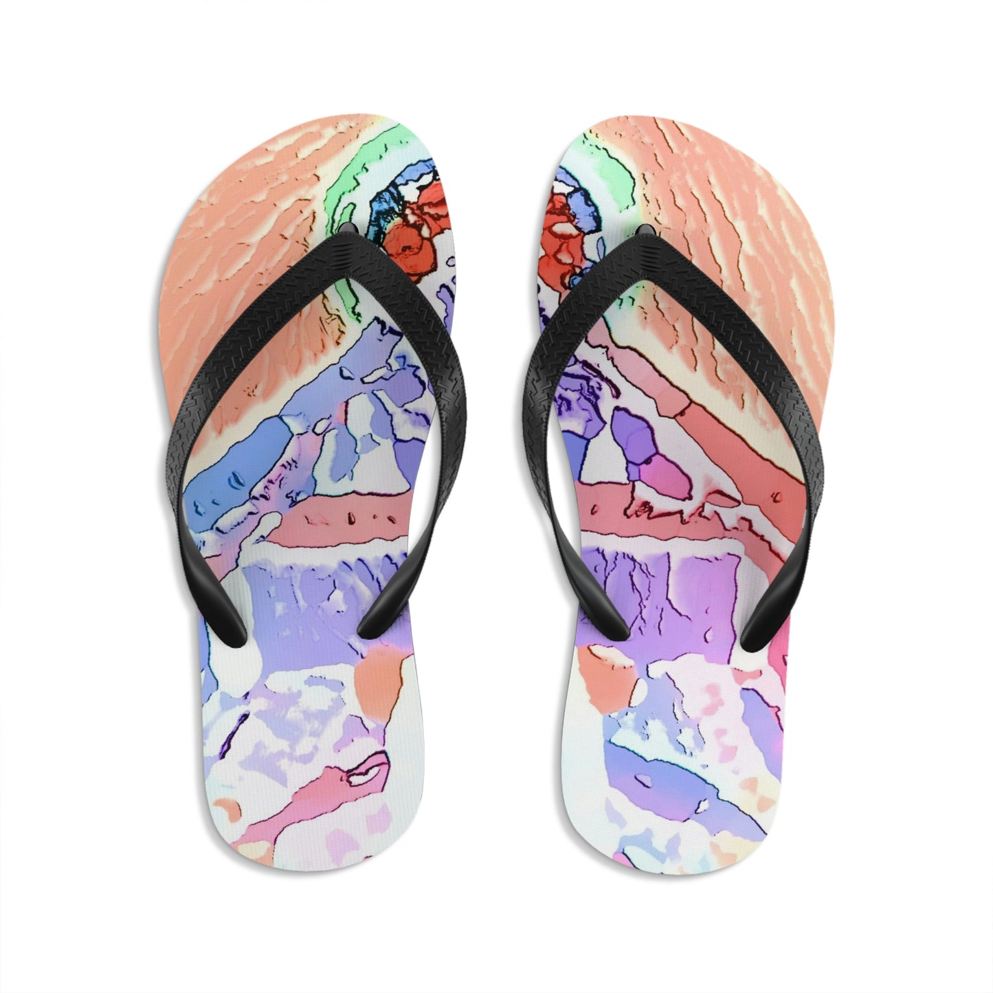 Unisex Flip-Flops ... "Seattle's World Fair" ... Below Space Needle 'Looking Up' ... On A Very Rainy Morning (Father's Family Photo). ... Original ...