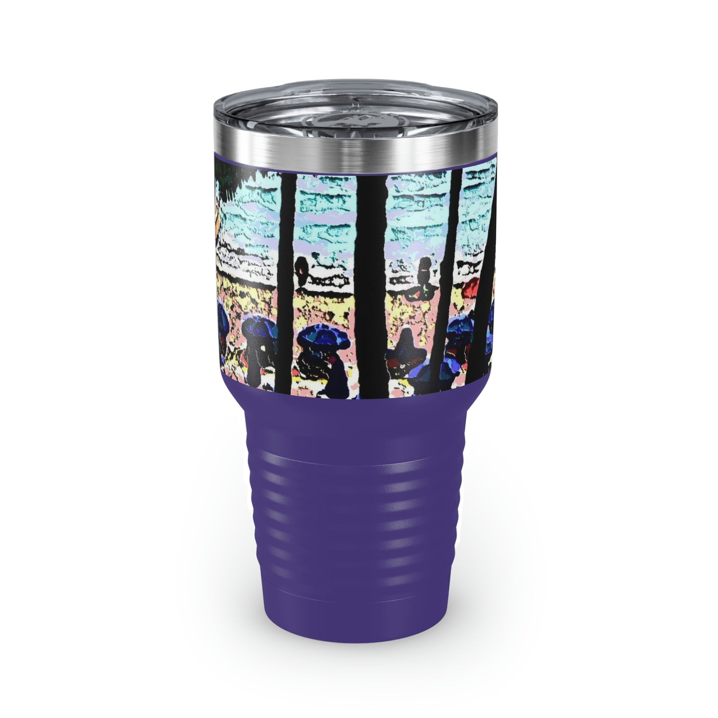 Ringneck Tumbler, 30oz ... "A Beautiful Beach Amongst The Palms" ... The Outrigger Waikiki, Honolulu, Oahu ... Original Works ...
