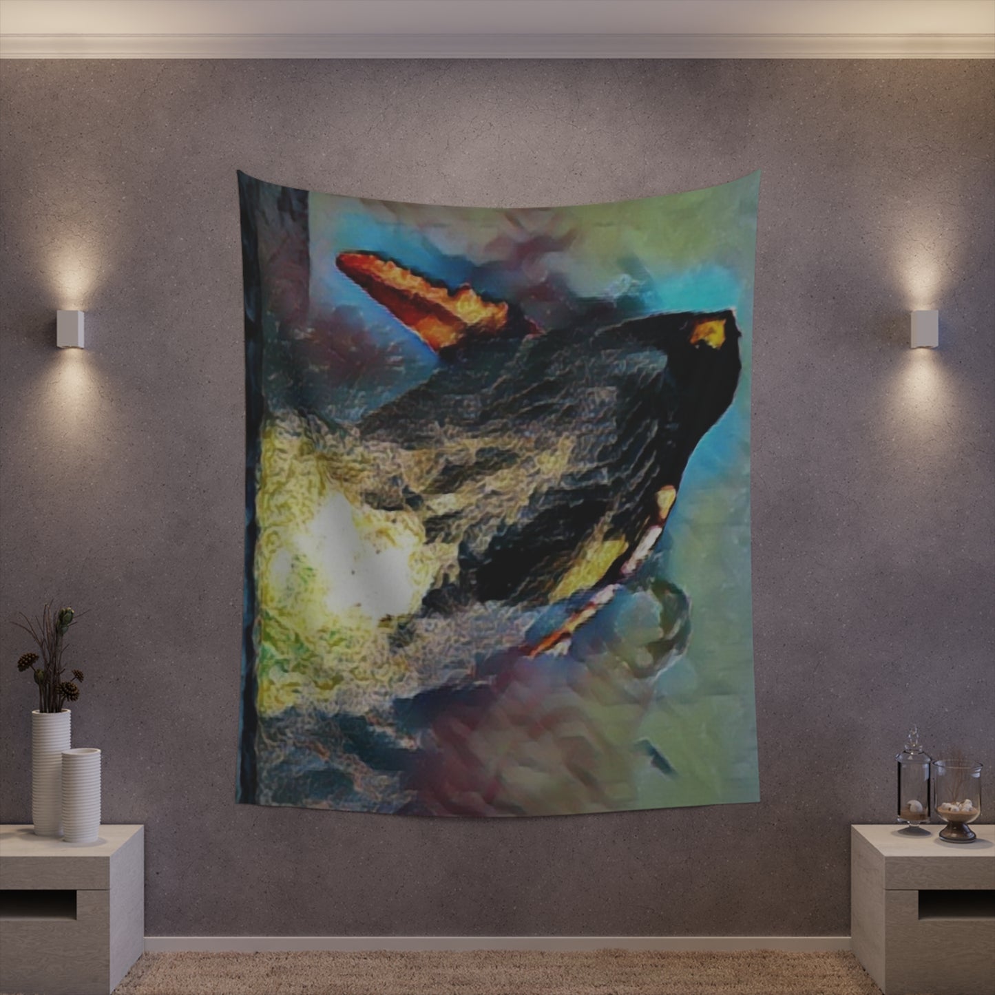 Printed Wall Tapestry ... An Extraordinary Humpback Breach ... 'With Explosive Energy' ... Family Archives (KPH) ... Circa: 21st Century. Maui, HI ... Original Works ...