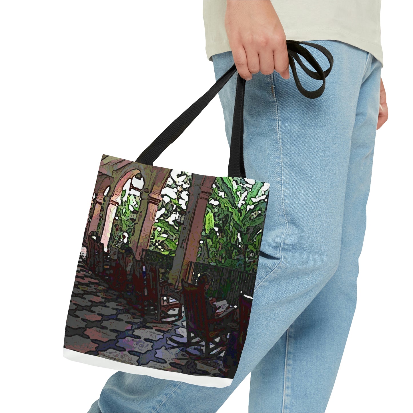 AOP Tote Bag ...  Lanai & Rocking Chairs At: 'The Pink Palace' ... The Royal Hawai'ian ... Honolulu, HI ... '27Oct2014' ... Original Works ...