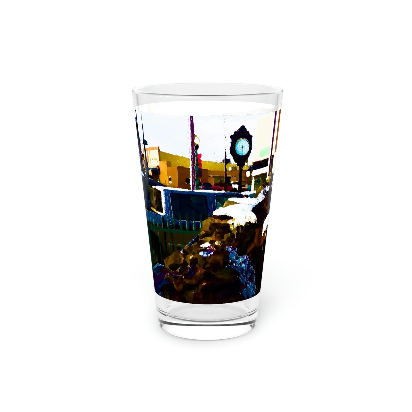Pint Glass, 16oz ...  "Ice & Water Sculpted" ... Downtown Grangeville, Idaho ... Adjacent To Irwin Pharmacy ... 5Jan23 ... Original Works ...