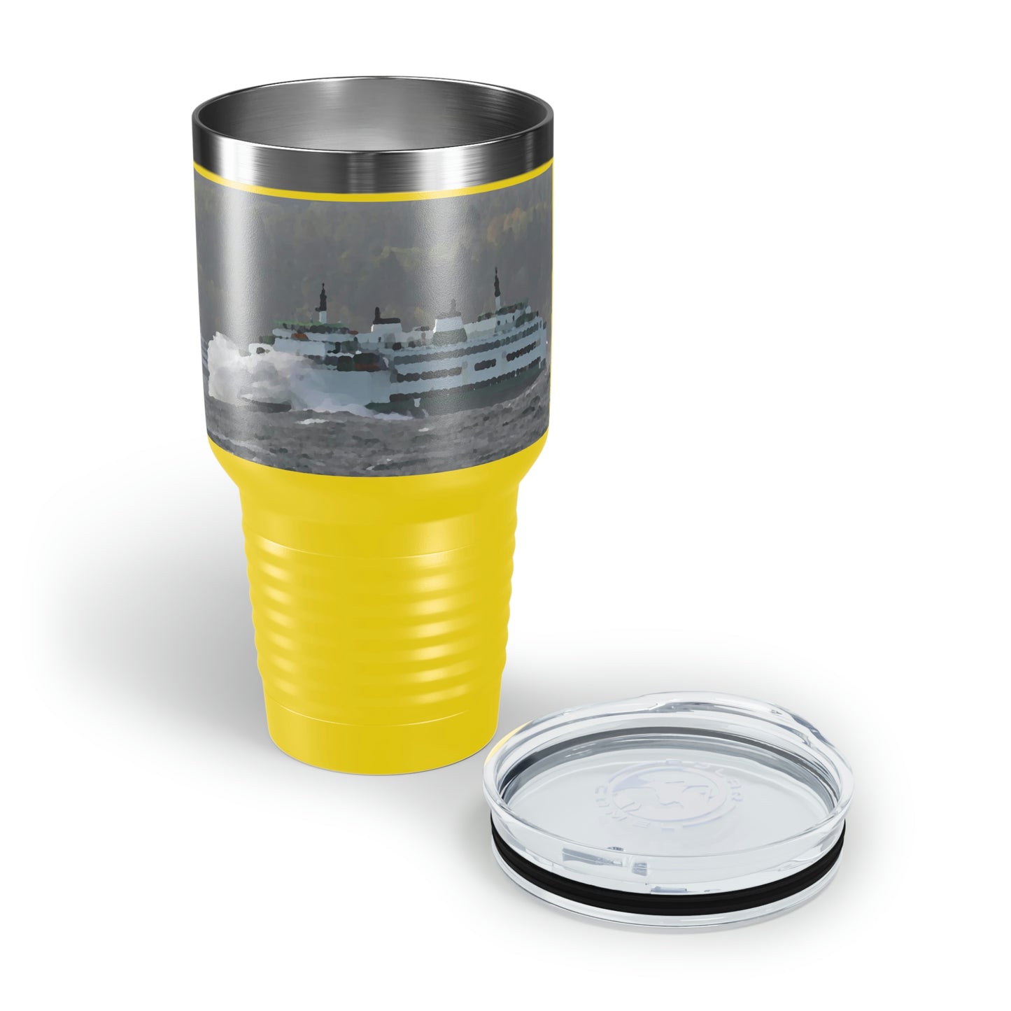 Ringneck Tumbler, 30oz ... WADOT Ferry Crossing ... "A Very Rough Day" ... Mulkiteo Route ... Family Archives ... Early 1990's' ... Original Works ...