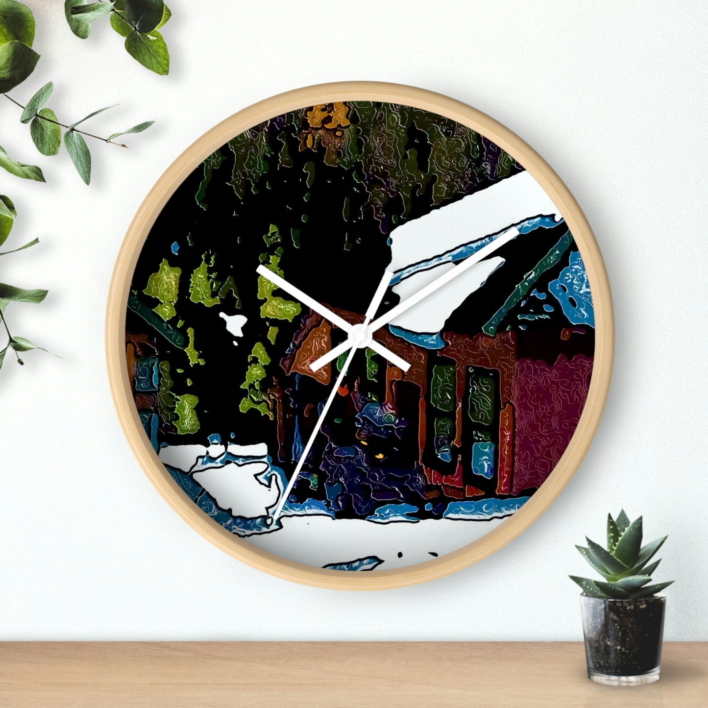 Wall clock ... "A Rider Passeth-Through-It" ... Colors Galore & A Bit Of Impressionism ... Original Works. Winter 2021. Central Idaho. Rendering Time: 12 Hours ...