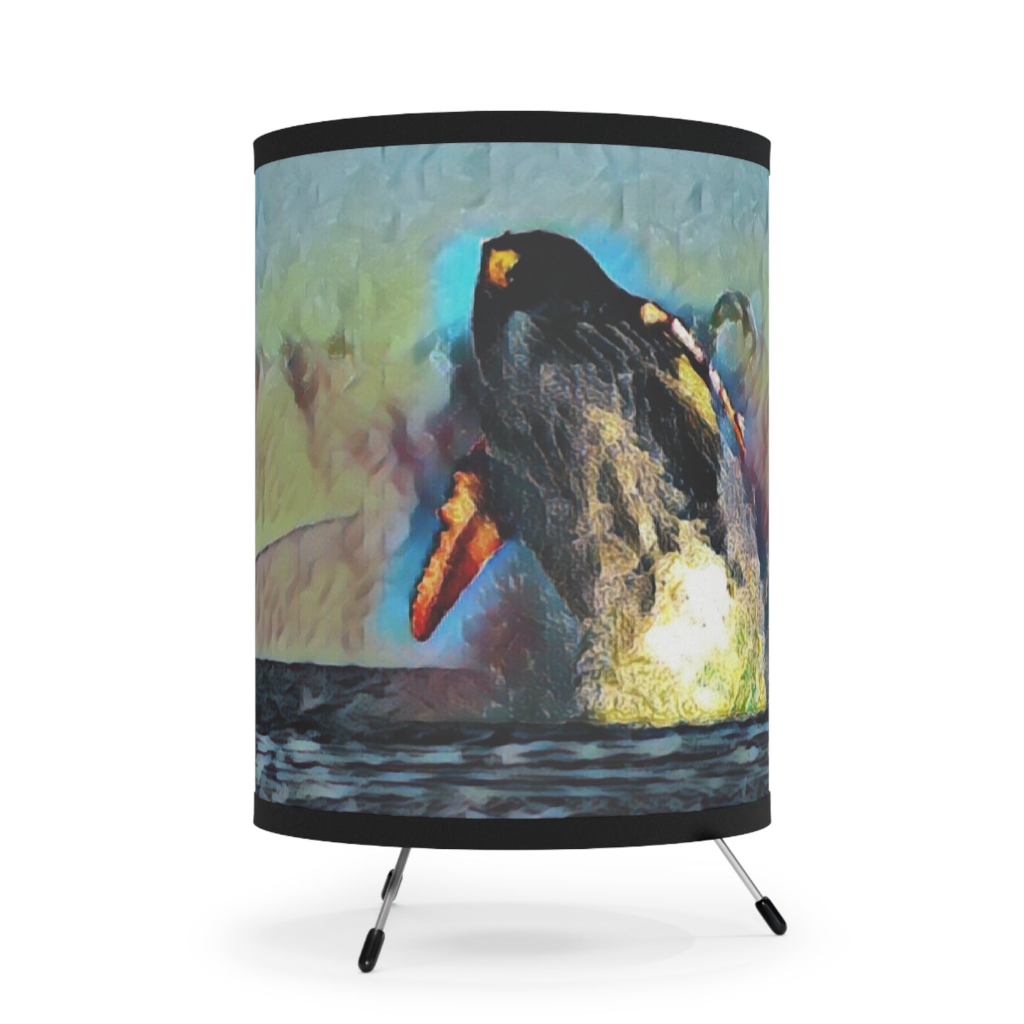 Tripod Lamp with High-Res Printed Shade, US\CA plug ... An Extraordinary Humpback Breach ... 'With Explosive Energy' ... Family Archives (KPH) ... Circa: 21st Century. Maui, HI ... Original Works ...