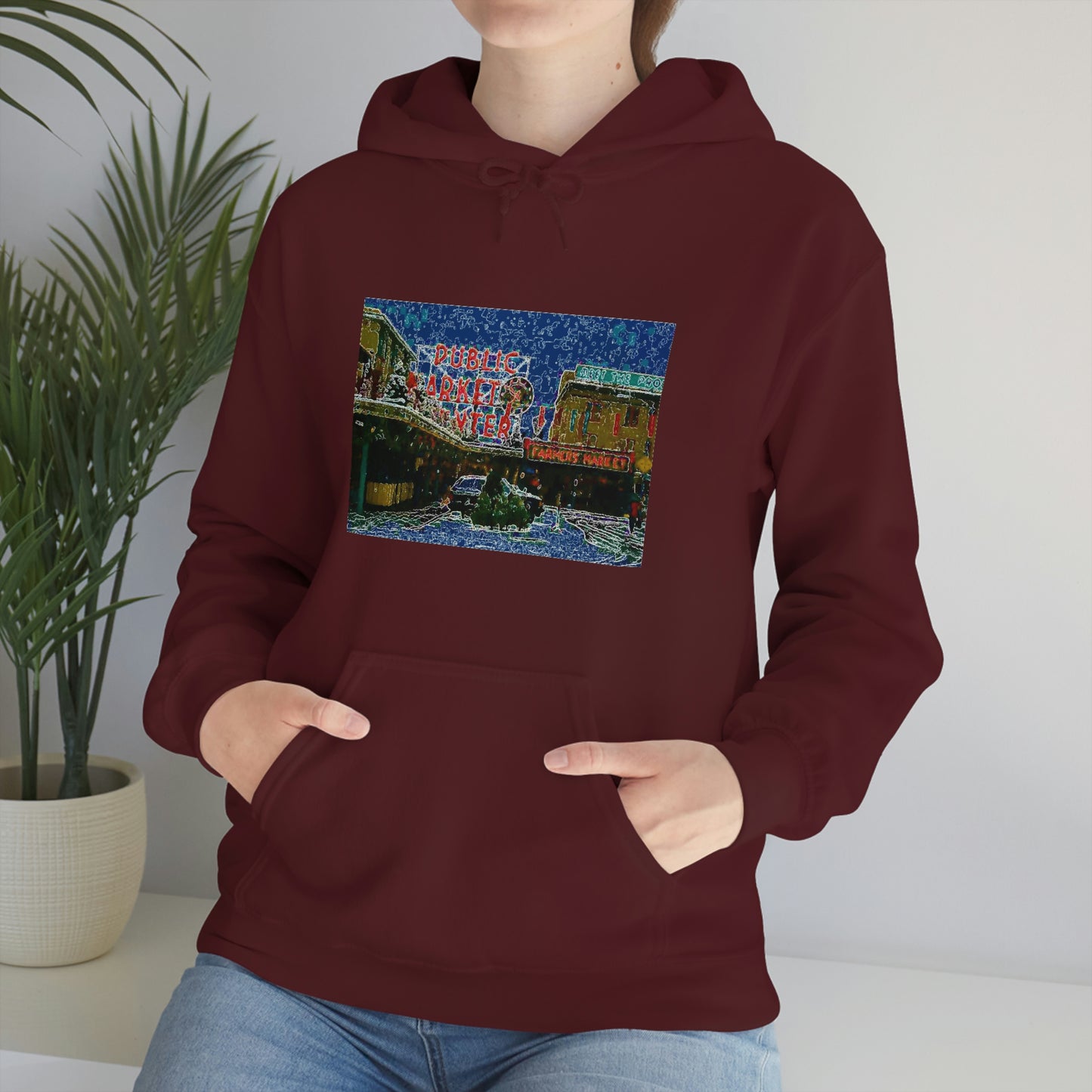 Unisex Heavy Blend™ Hooded Sweatshirt ... Pike Place Market: 'The Public Market', Seattle, Washington. Circa Fall 2013 ...