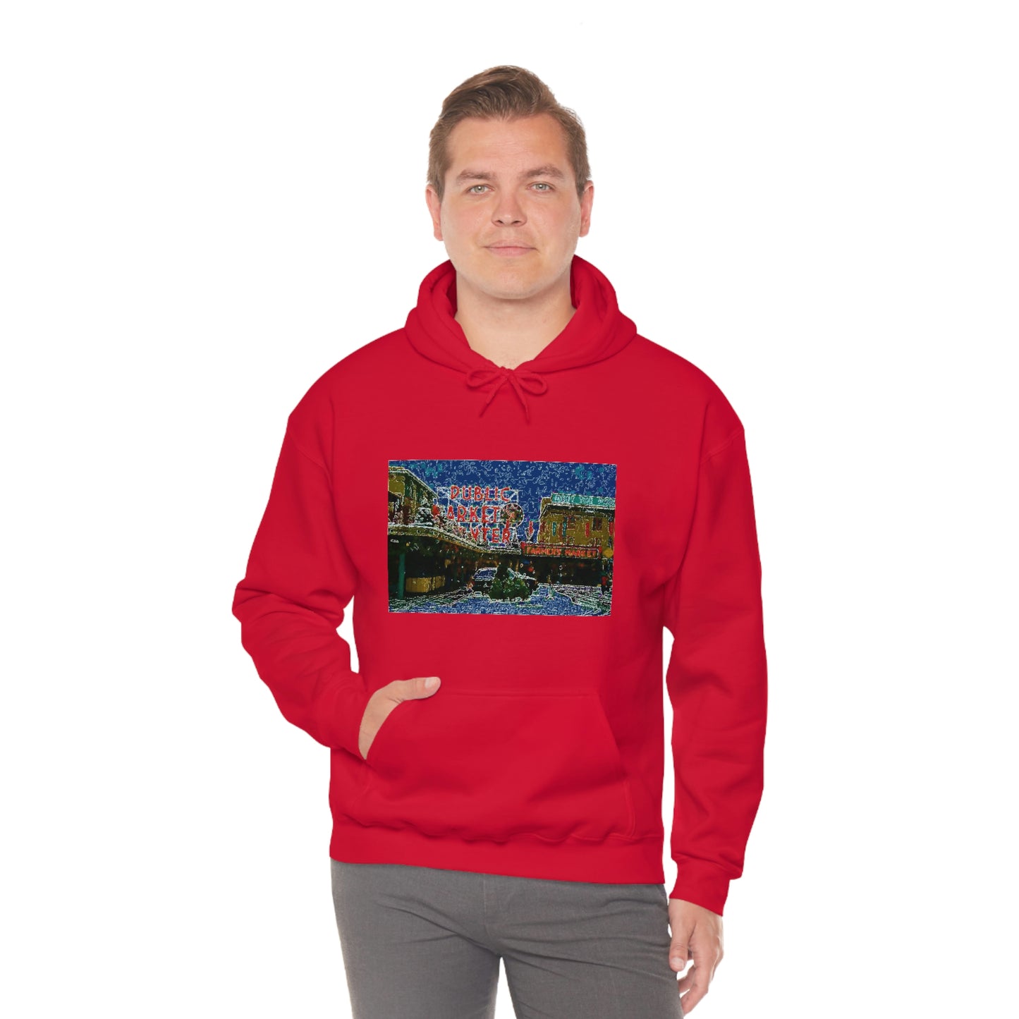 Unisex Heavy Blend™ Hooded Sweatshirt ... Pike Place Market: 'The Public Market', Seattle, Washington. Circa Fall 2013 ...