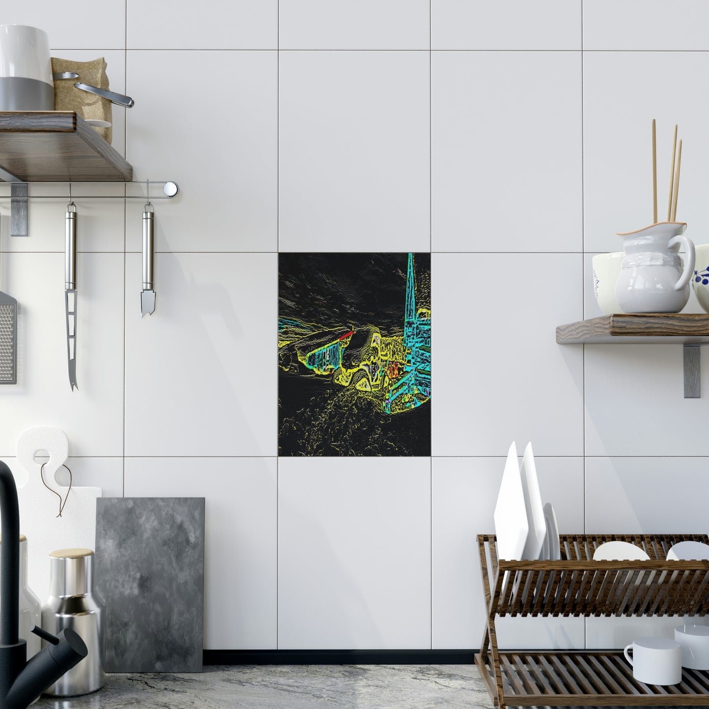 Ceramic Photo Tile ... "Snow Vehicle In Snow Storm At-Rest" ... Circa 12Mar23 ... Central Idaho ... 18-Hours Rendering Time: Original Works ...