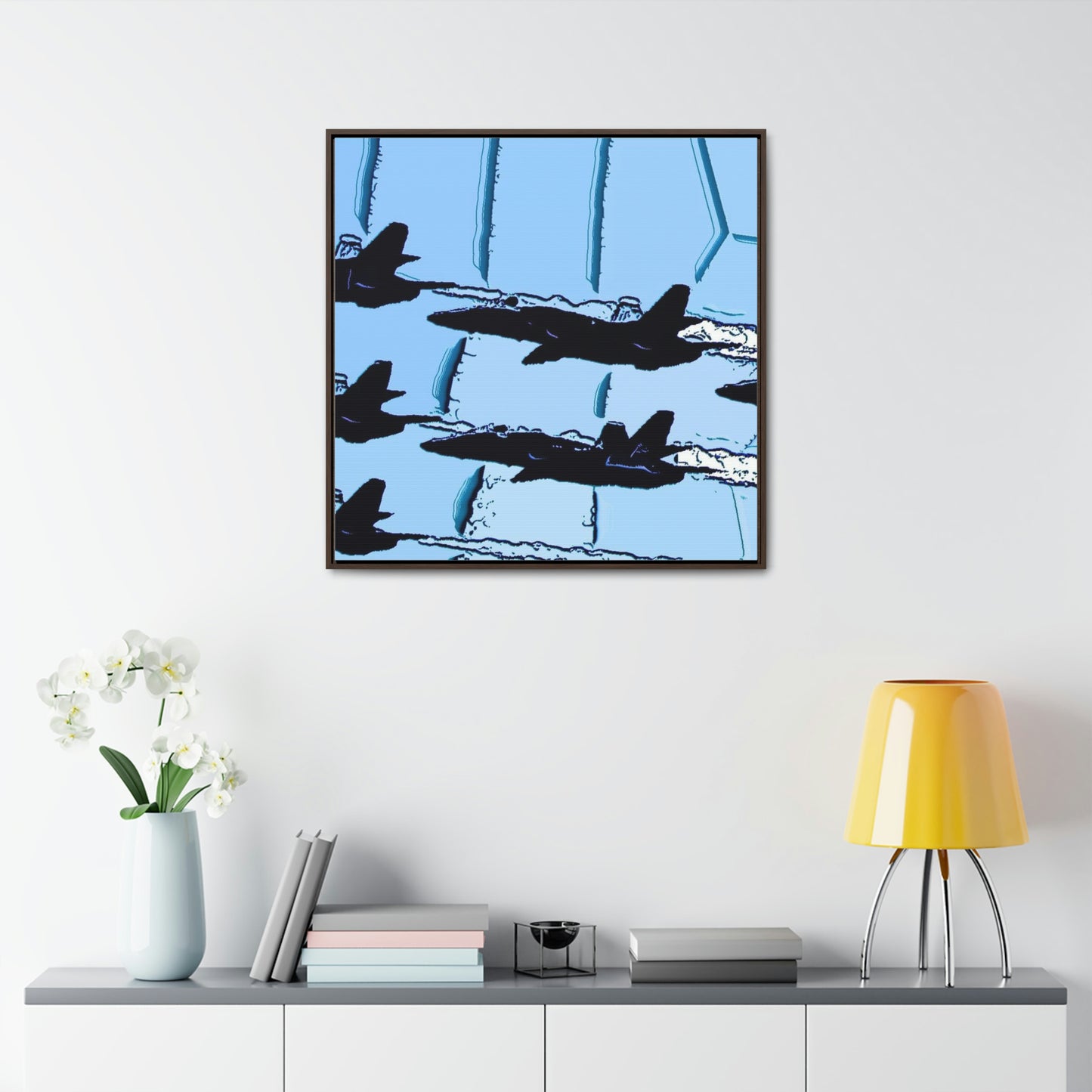 Gallery Canvas Wraps, Square Frame ... Seattle Seafair ..."Blue Angels Run Over Lake Washington" ... Circa Mid 1980's ... Dr FJ Holt ... Original Works ...