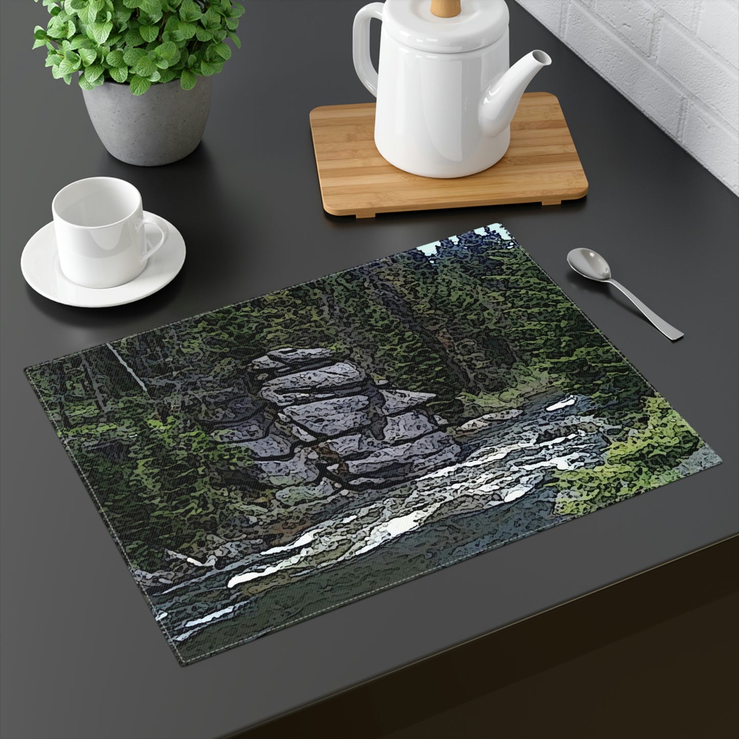 Placemat, 1pc ..."I Am Innocent" ... Tricky-Dick Immortalized ... Nixon Rock: Along The River ... Central Idaho, Summer 2020 ... Original Works ...