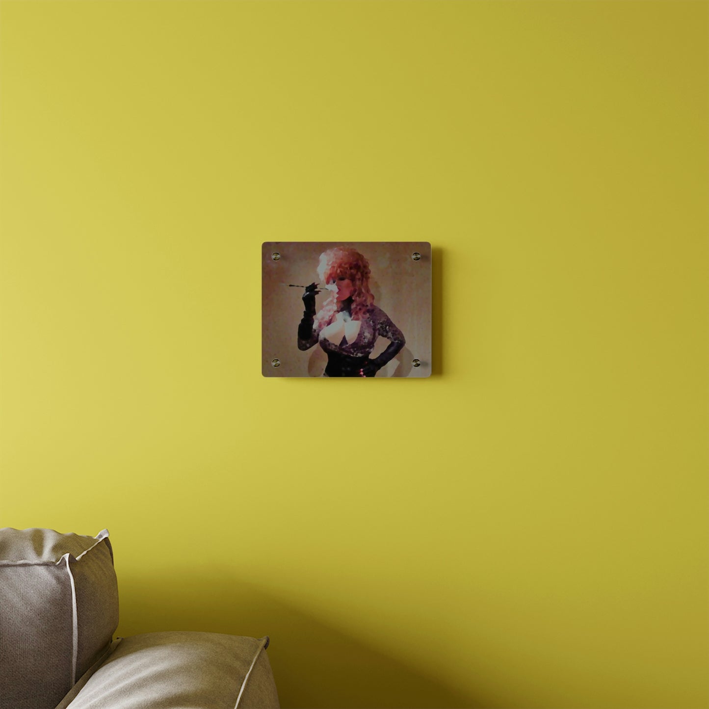 Acrylic Wall Art Panels ...  A Colleague Overseas ... 'Enjoying A Fag' ... Original Works ... "April Fools 2023" ... Hot-Tranny-Smoke ...