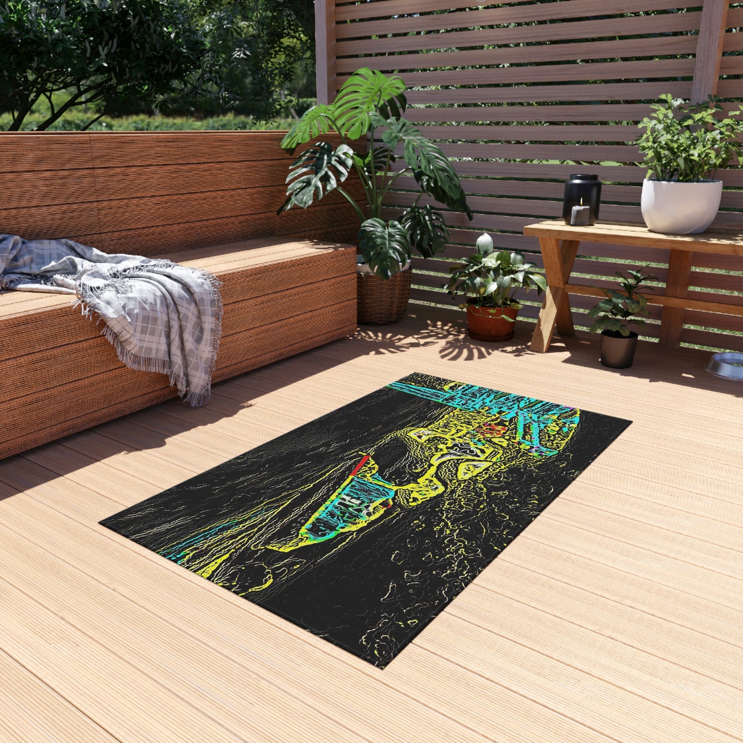 Outdoor Rug ... "Snow Vehicle In Snow Storm At-Rest" ... Circa 12Mar23 ... Central Idaho ... 18-Hours Rendering Time: Original Works ...