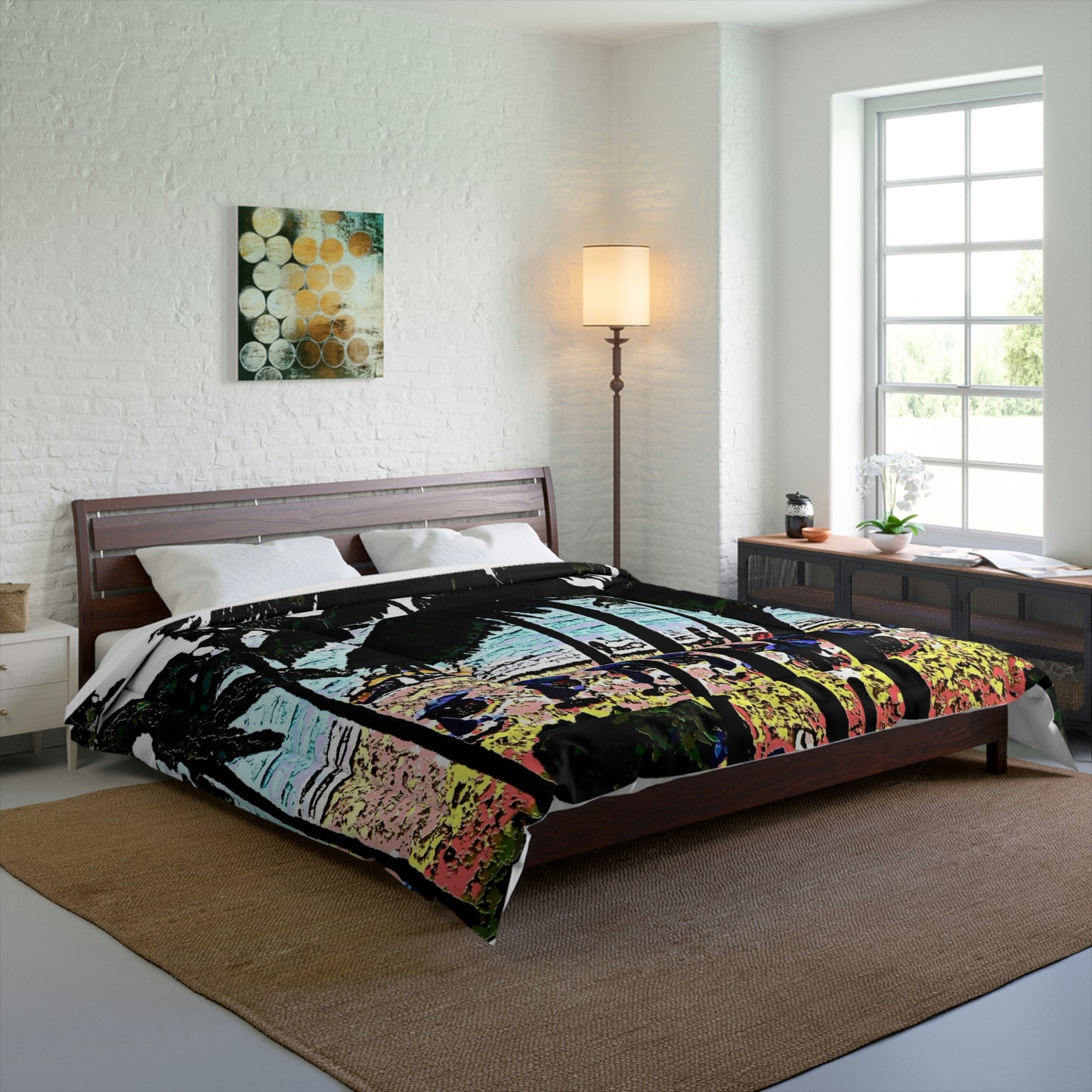 Comforter ... "A Beautiful Beach Amongst The Palms" ... The Outrigger Waikiki, Honolulu, Oahu ... Original Works ...