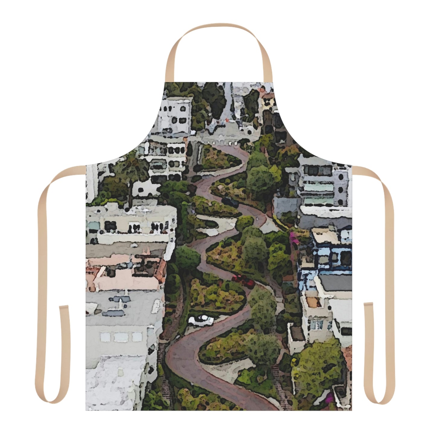Apron (AOP) ... A Crazy Street ... 'Eight Winding Curve-Switchbacks' ... "Lombard Street, San Francisco, CA' ... Family Archives: 1970's ... Original Works ...