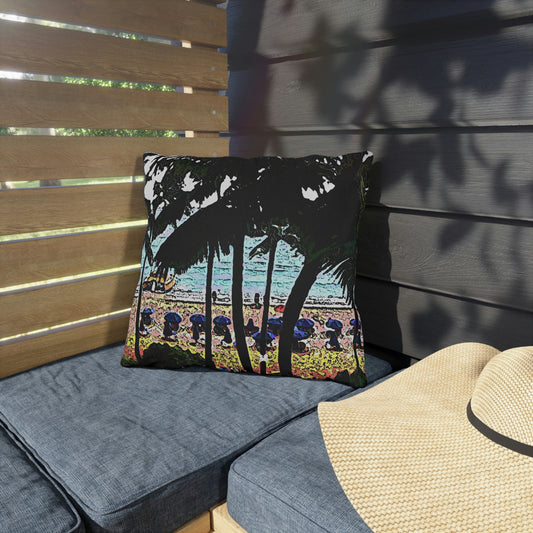 Outdoor Pillows ... "A Beautiful Beach Amongst The Palms" ... The Outrigger Waikiki, Honolulu, Oahu ... Original Works ...